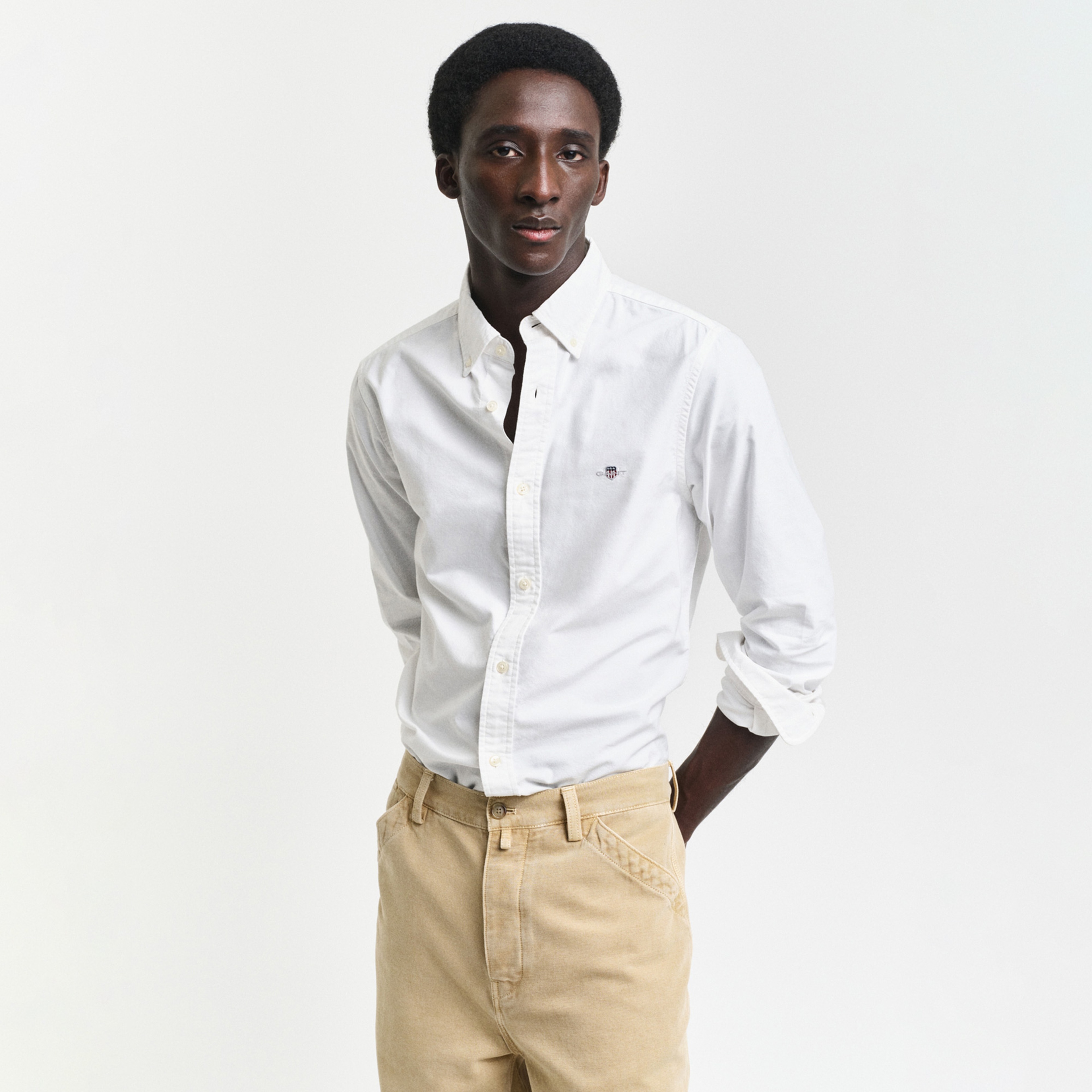 GANT Erkek Beyaz Slim Fit Klasik Yaka Oxford Gömlek