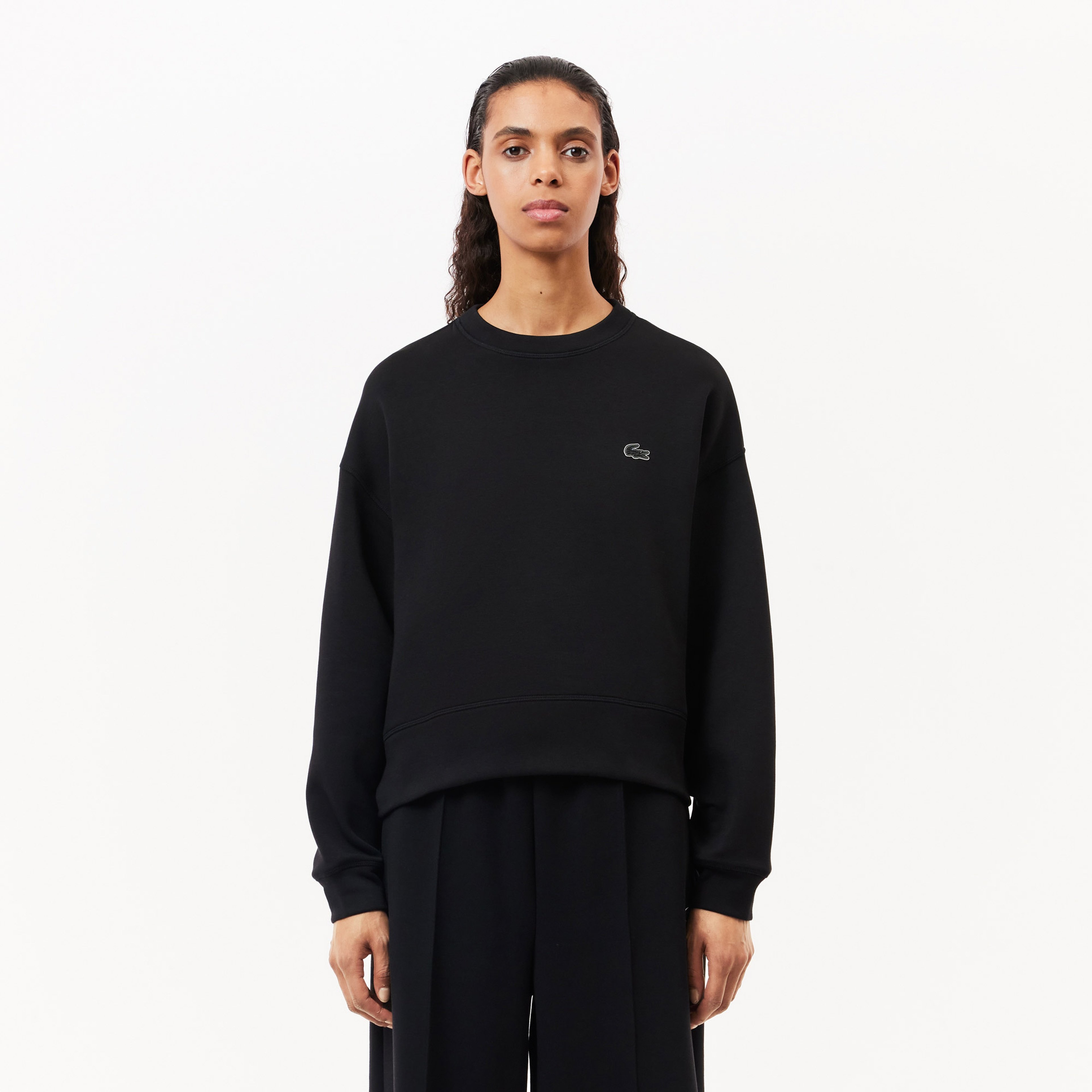 Lacoste Kadın Oversize Fit Fermuarlı Beyaz Sweatshirt