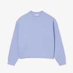 Lacoste Kadın Oversize Fit Bisiklet Yaka Mavi Sweatshirt