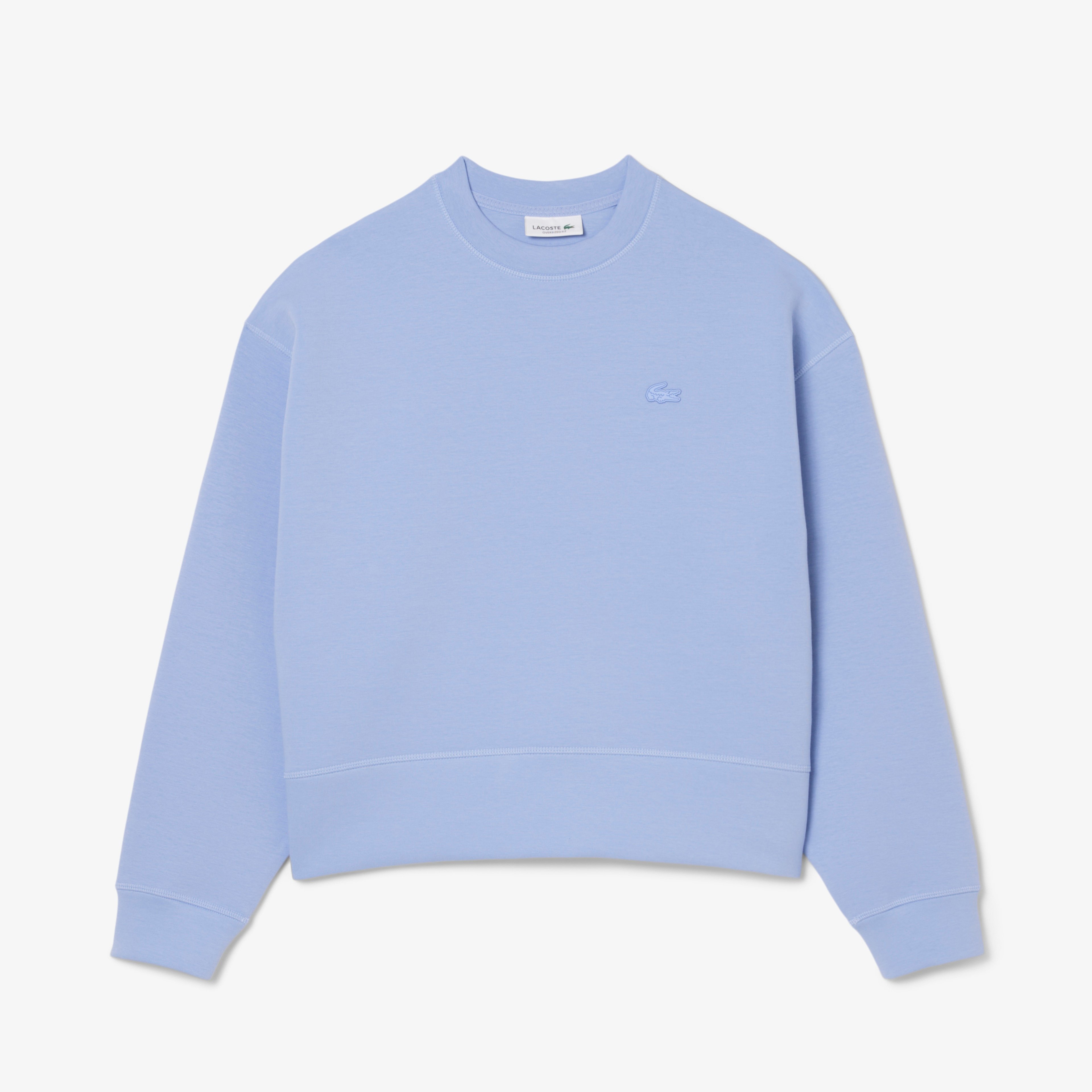 Lacoste Kadın Oversize Fit Bisiklet Yaka Mavi Sweatshirt