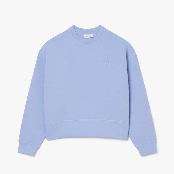 Lacoste Kadın Oversize Fit Bisiklet Yaka Mavi Sweatshirt