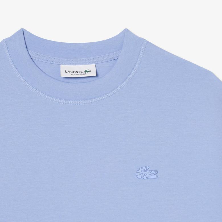 Lacoste Kadın Oversize Fit Bisiklet Yaka Mavi Sweatshirt