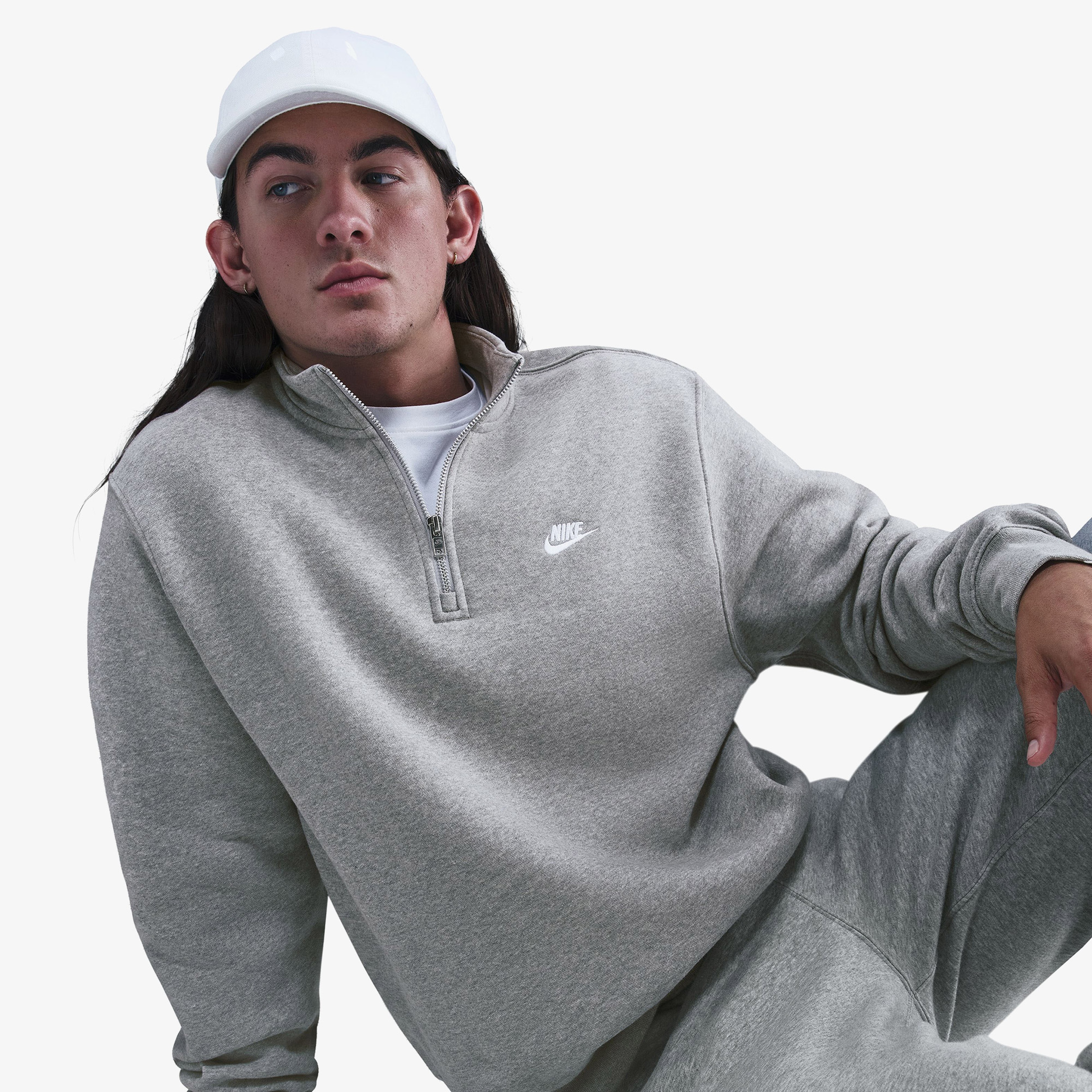 Nike Sportswear Club Fleece Top Erkek Gri Sweatshirt