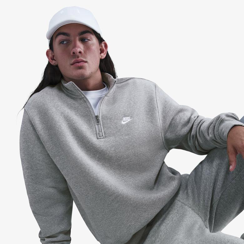 Nike Sportswear Club Fleece Top Erkek Gri Sweatshirt