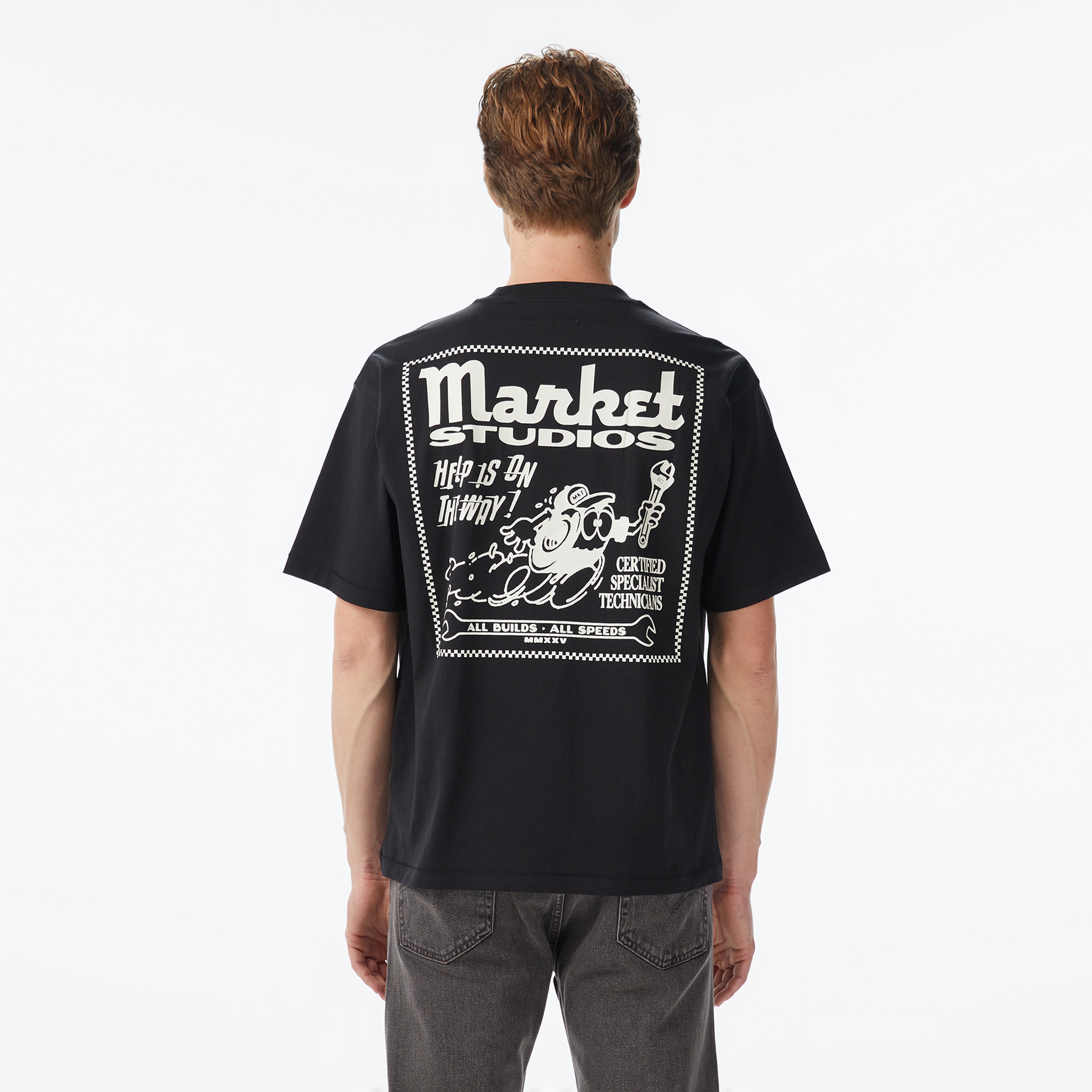 Market Speed And Quality Erkek Siyah T-Shirt