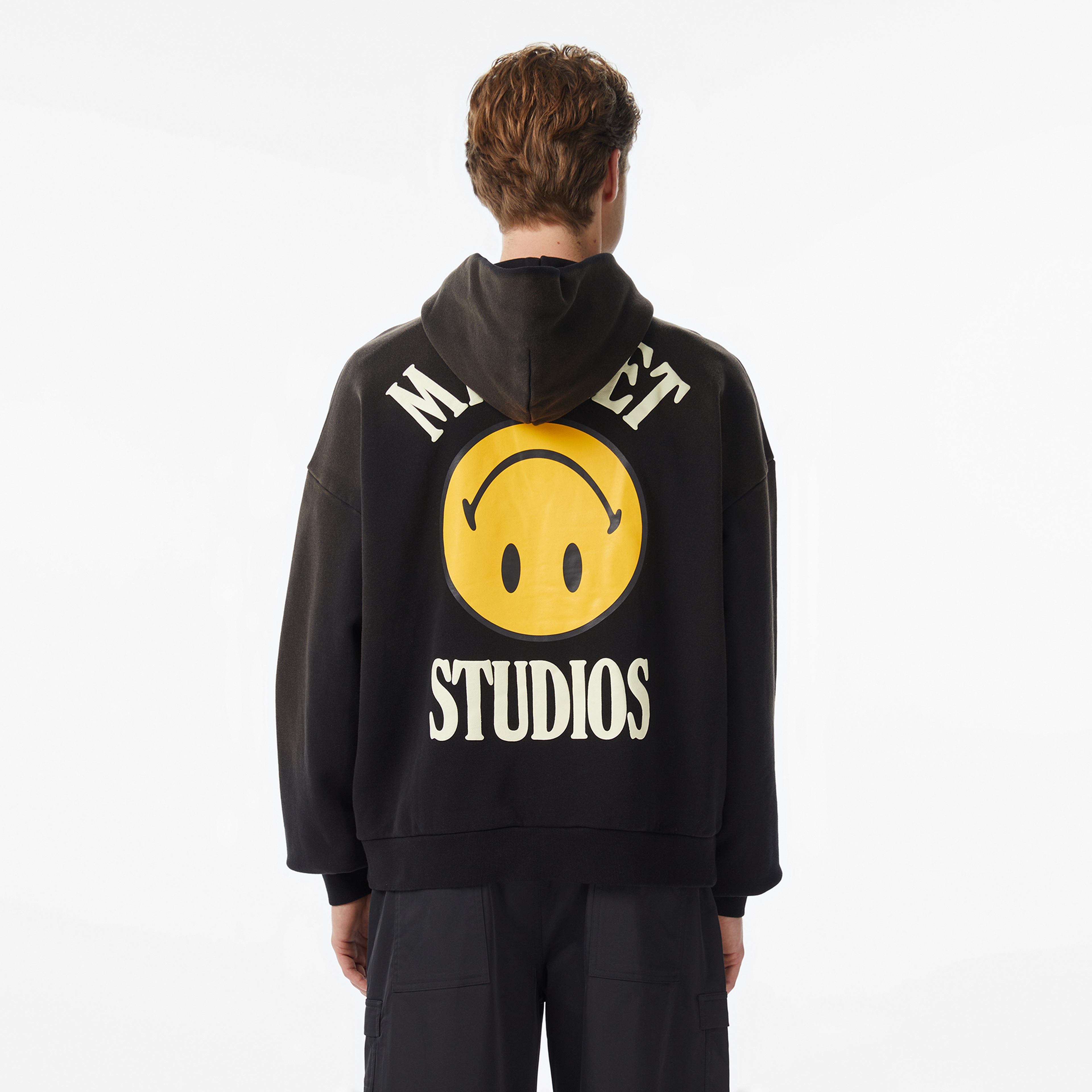Market Smiley Upside Down Lockup Erkek Siyah Hoodie