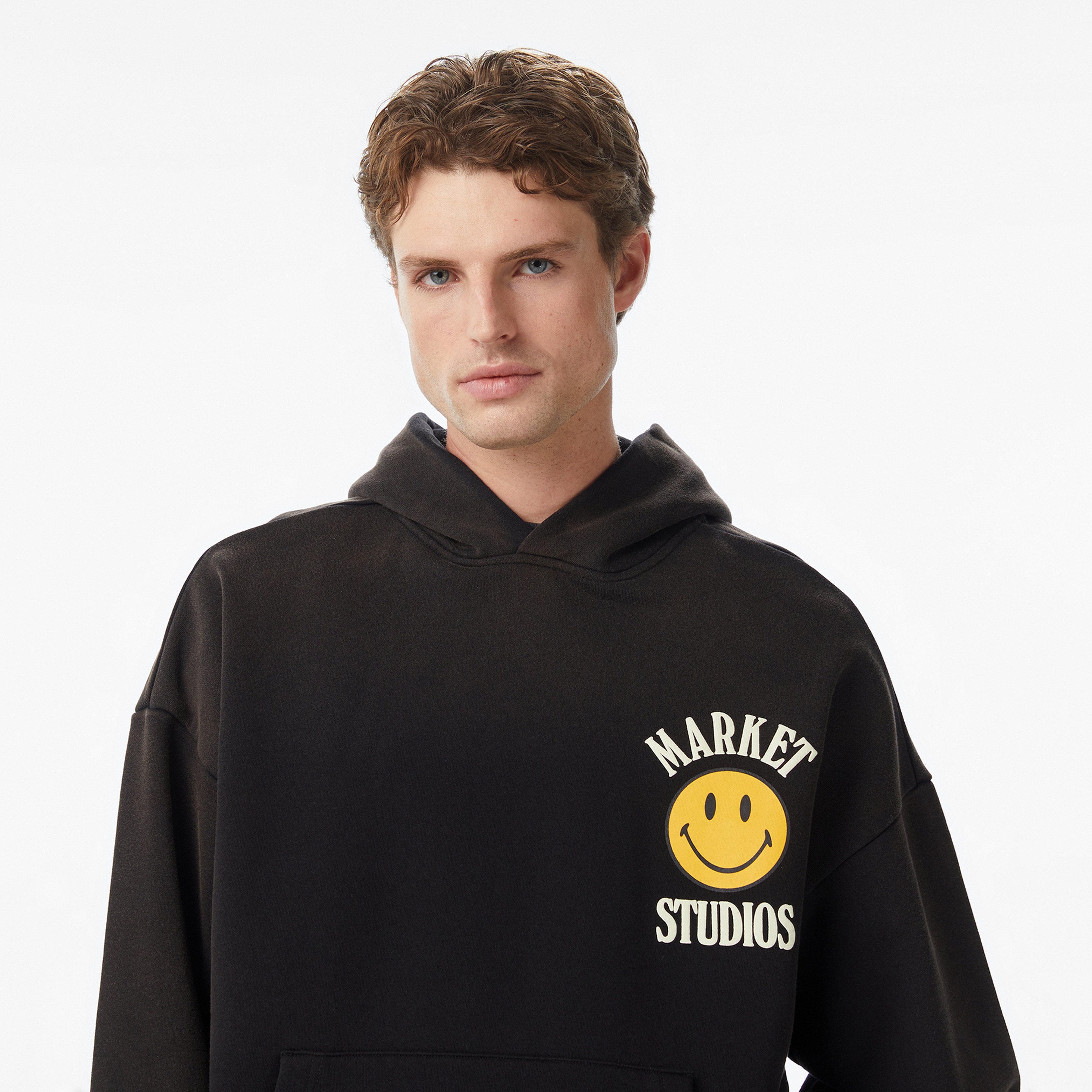 Market Smiley Upside Down Lockup Erkek Siyah Hoodie