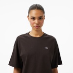 Lacoste Relaxed Fit Landscape Crocodile Kadın Siyah T-Shirt