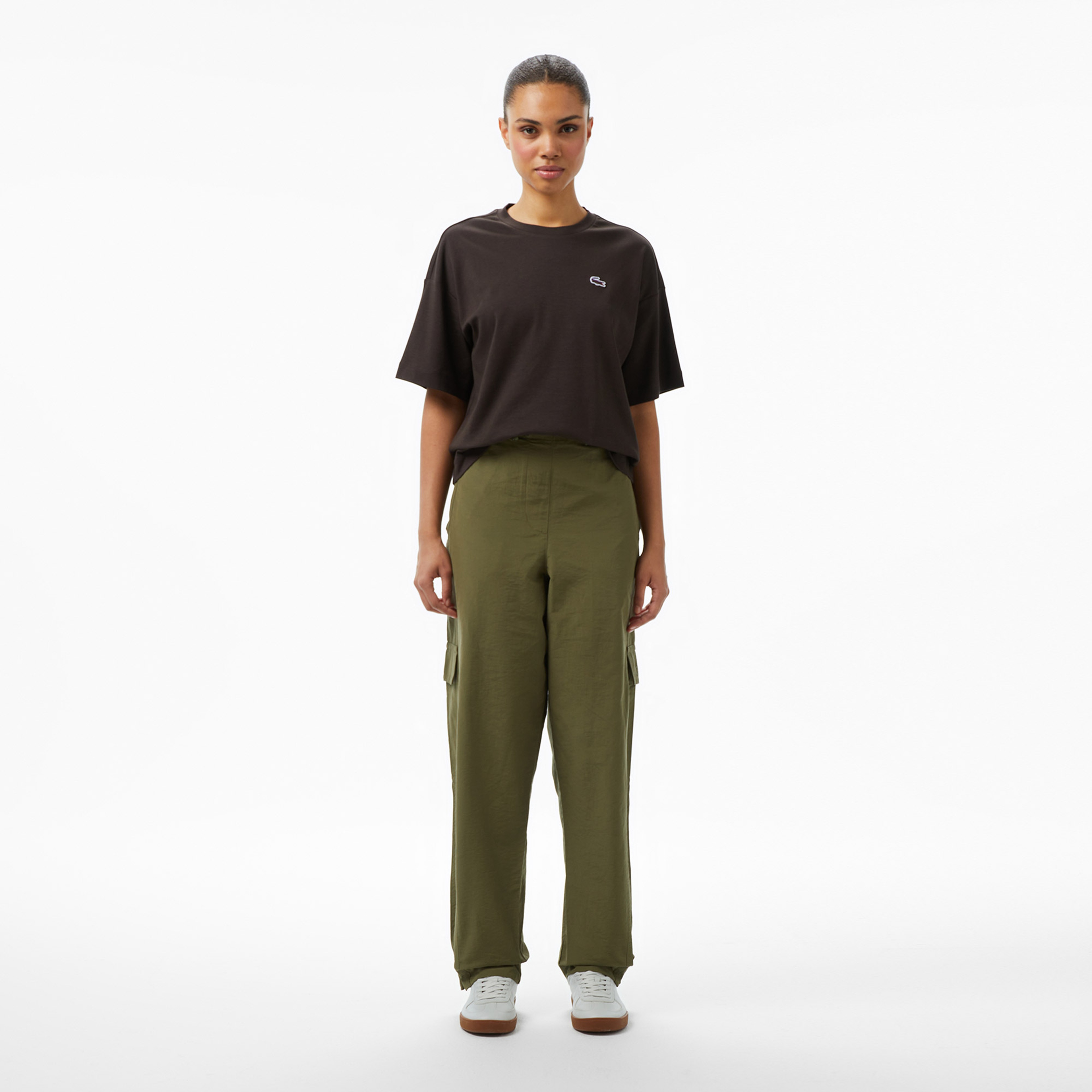 Lacoste Relaxed Fit Landscape Crocodile Kadın Siyah T-Shirt