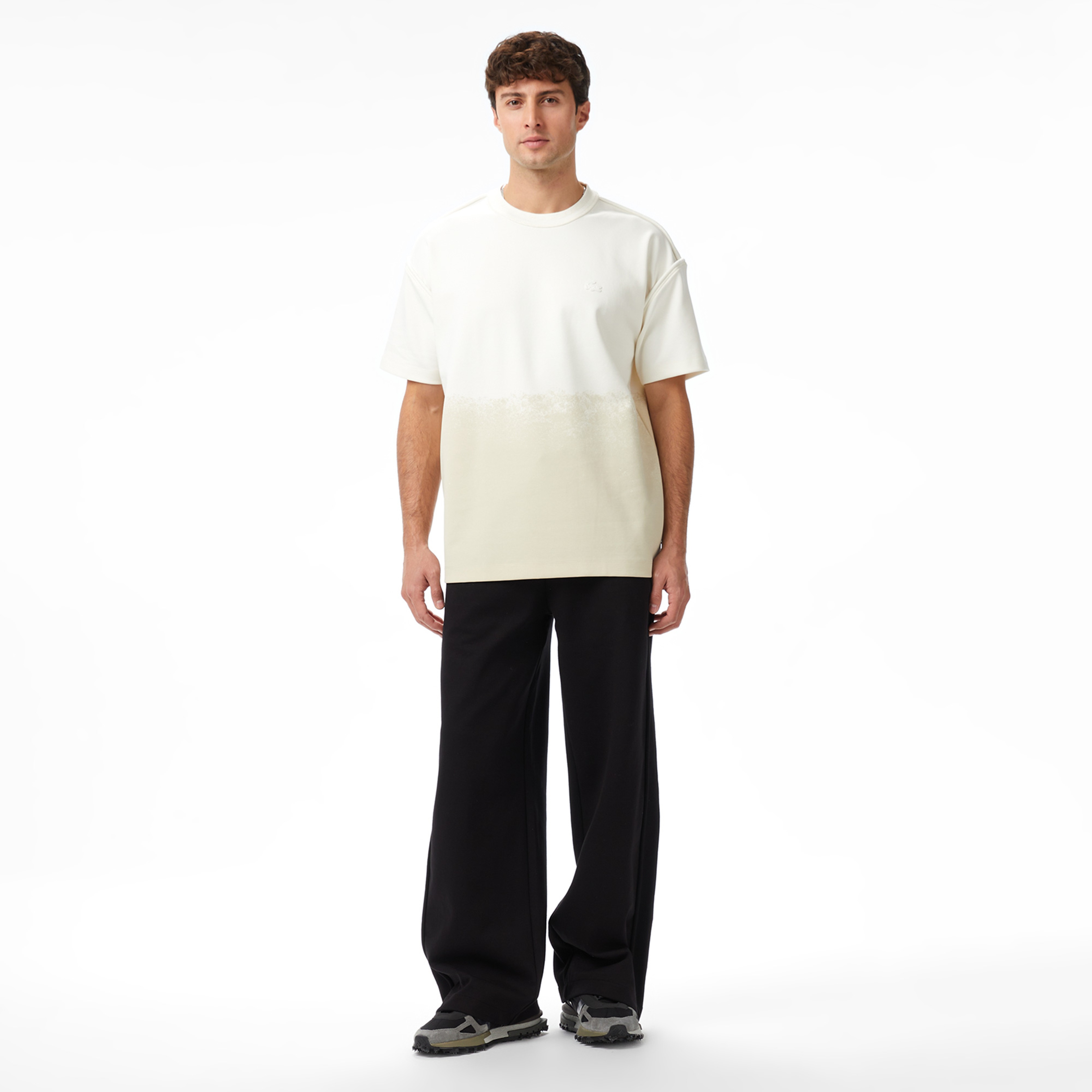 Lacoste x House of SuperStep Renk Bloklu Erkek Beyaz T-Shirt