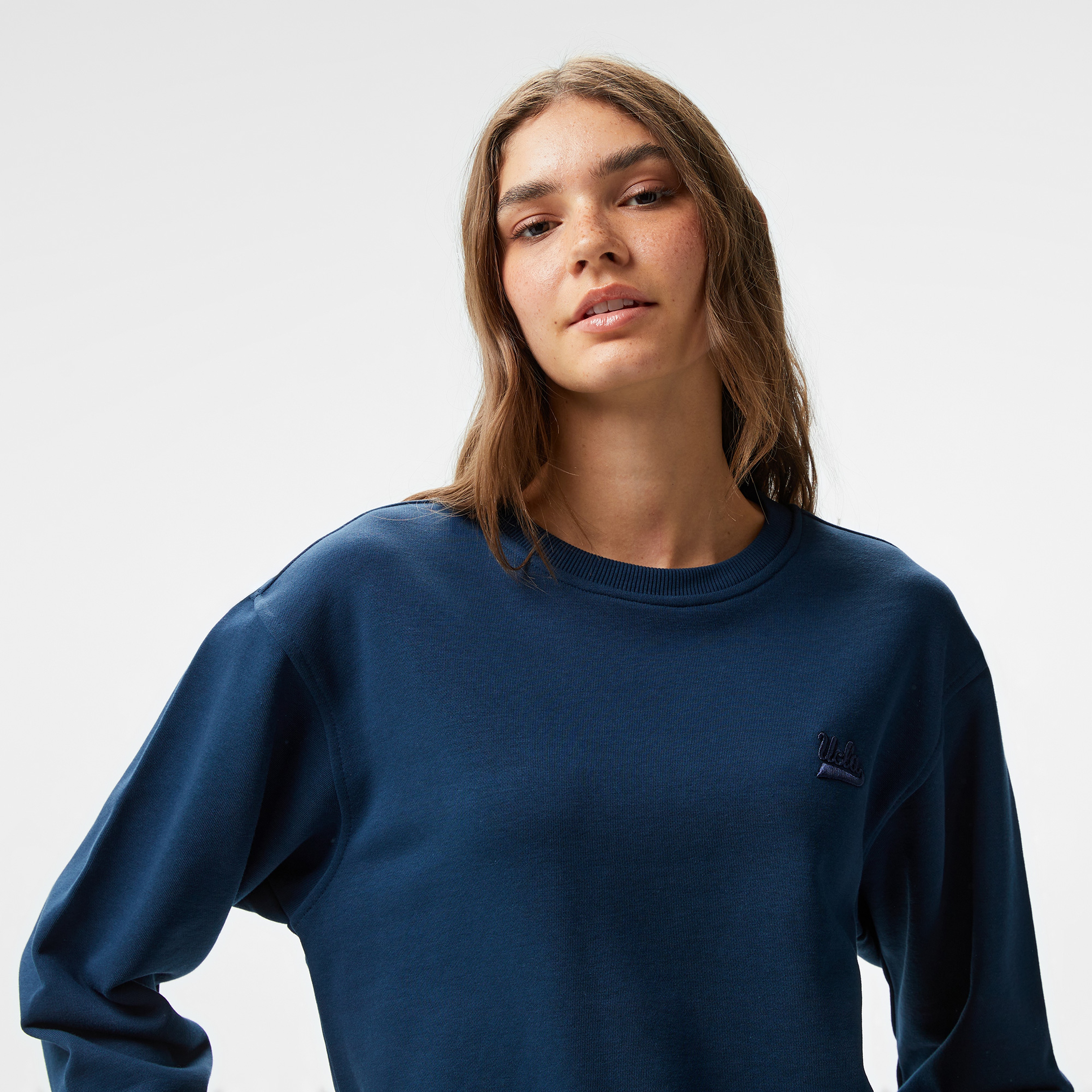 Ucla Sunniva Nakışlı Kadın Lacivert Bisiklet Yaka Sweatshirt