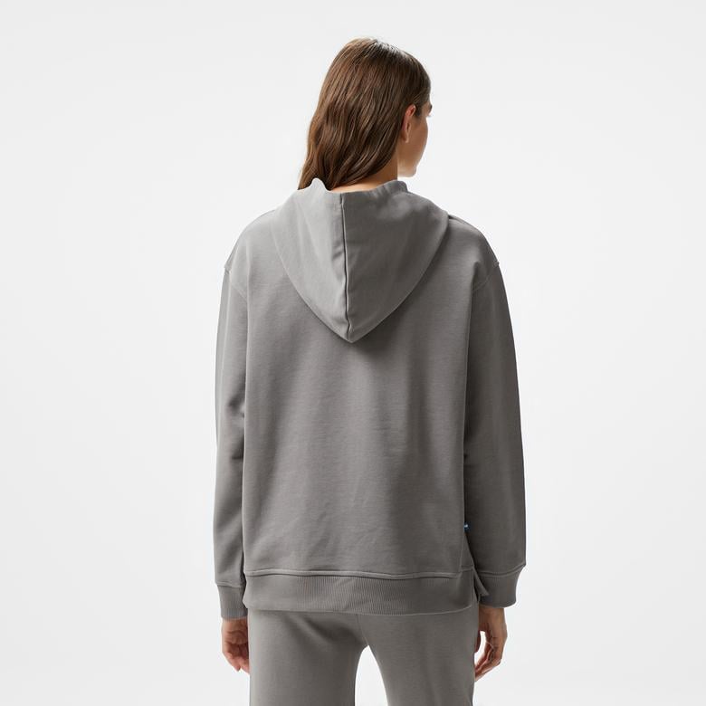 Ucla Jess Nakışlı Kadın Gri Kapüşonlu Sweatshirt