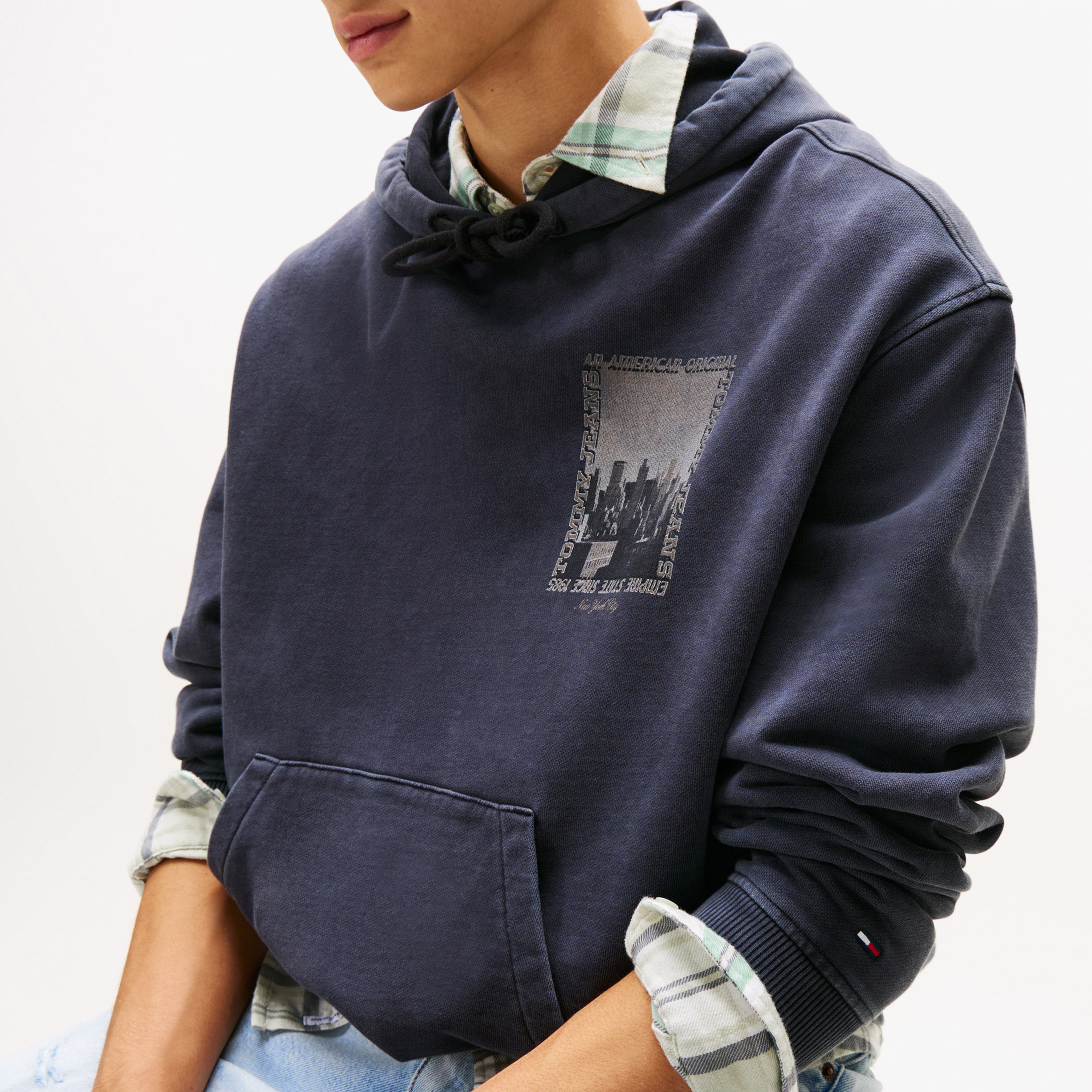 Tommy Hilfiger 90s Back Photo Print Erkek Lacivert Sweatshirt