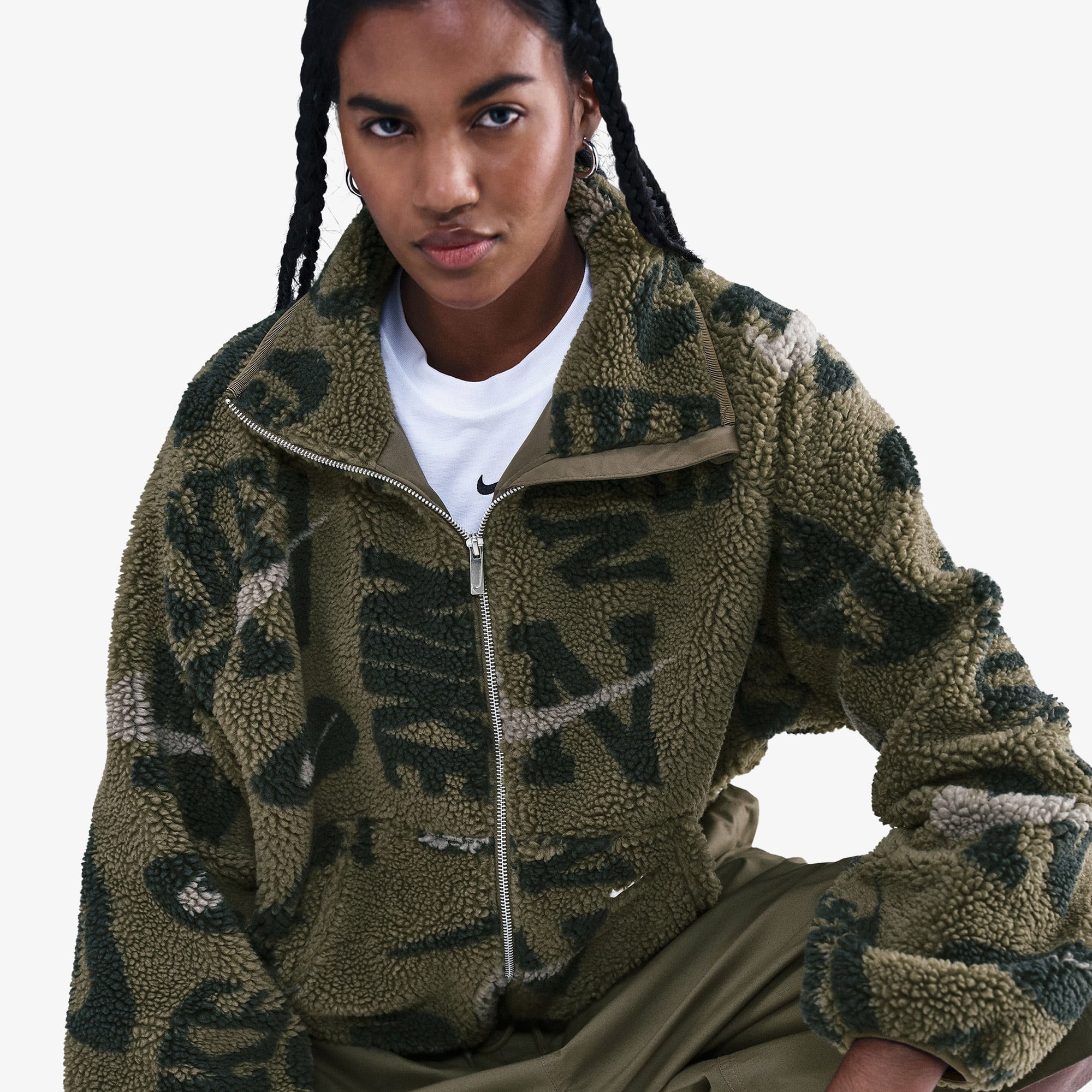 Nike Sportswear Street Sherpa Kadın Haki Ceket