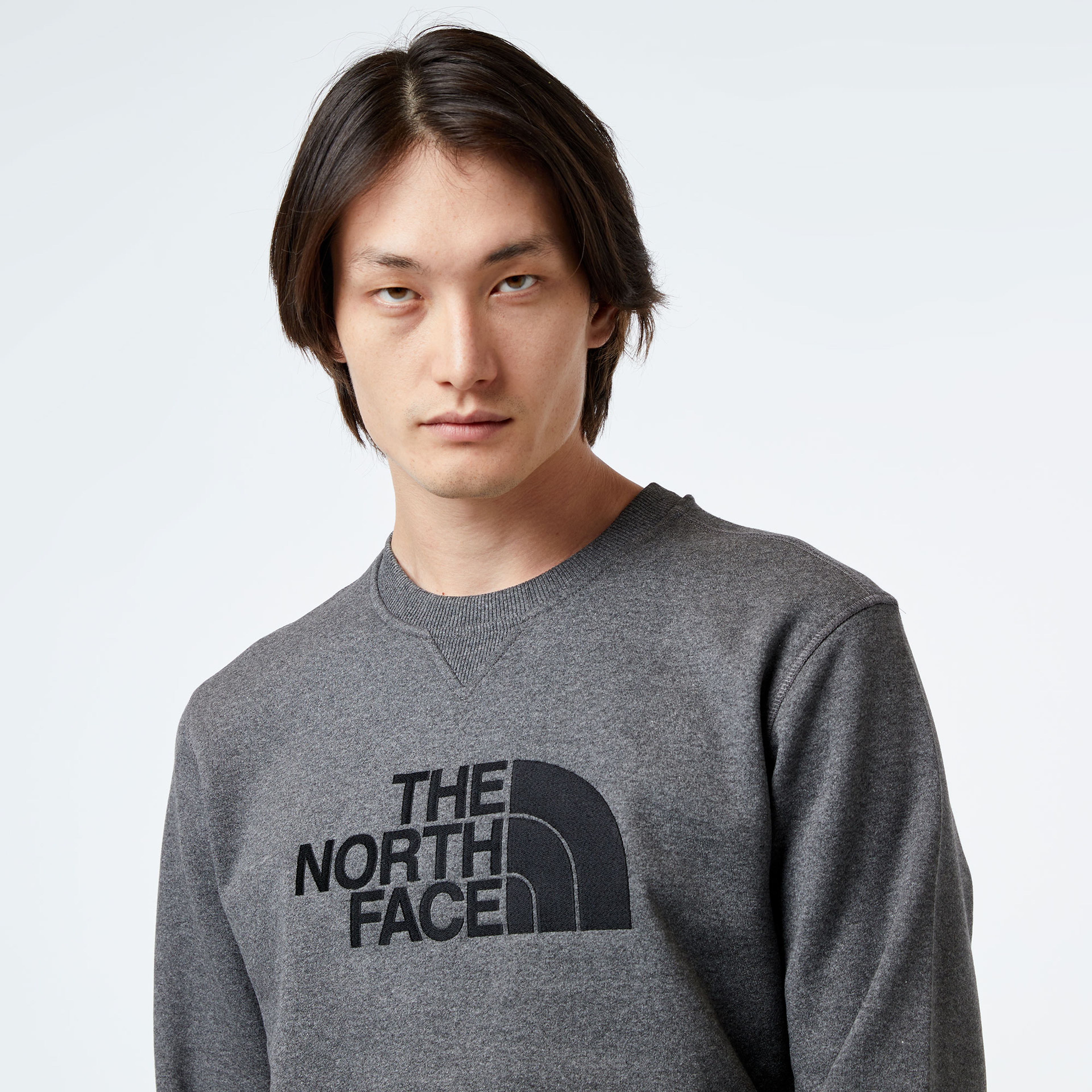 The North Face Drew Peak Crew Erkek Gri Sweatshirt