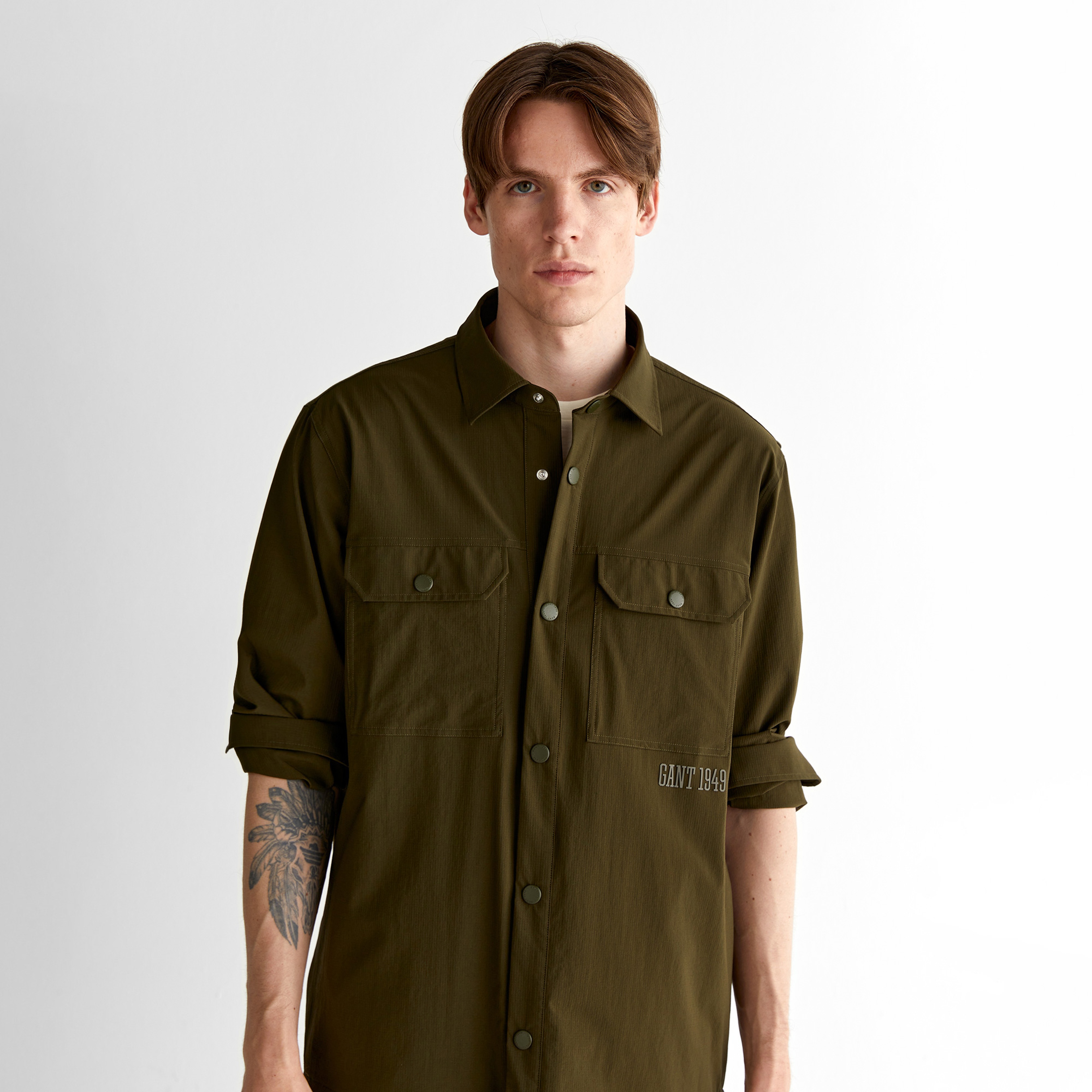 GANT Erkek Yeşil Relaxed Fit Klasik Yaka Gömlek