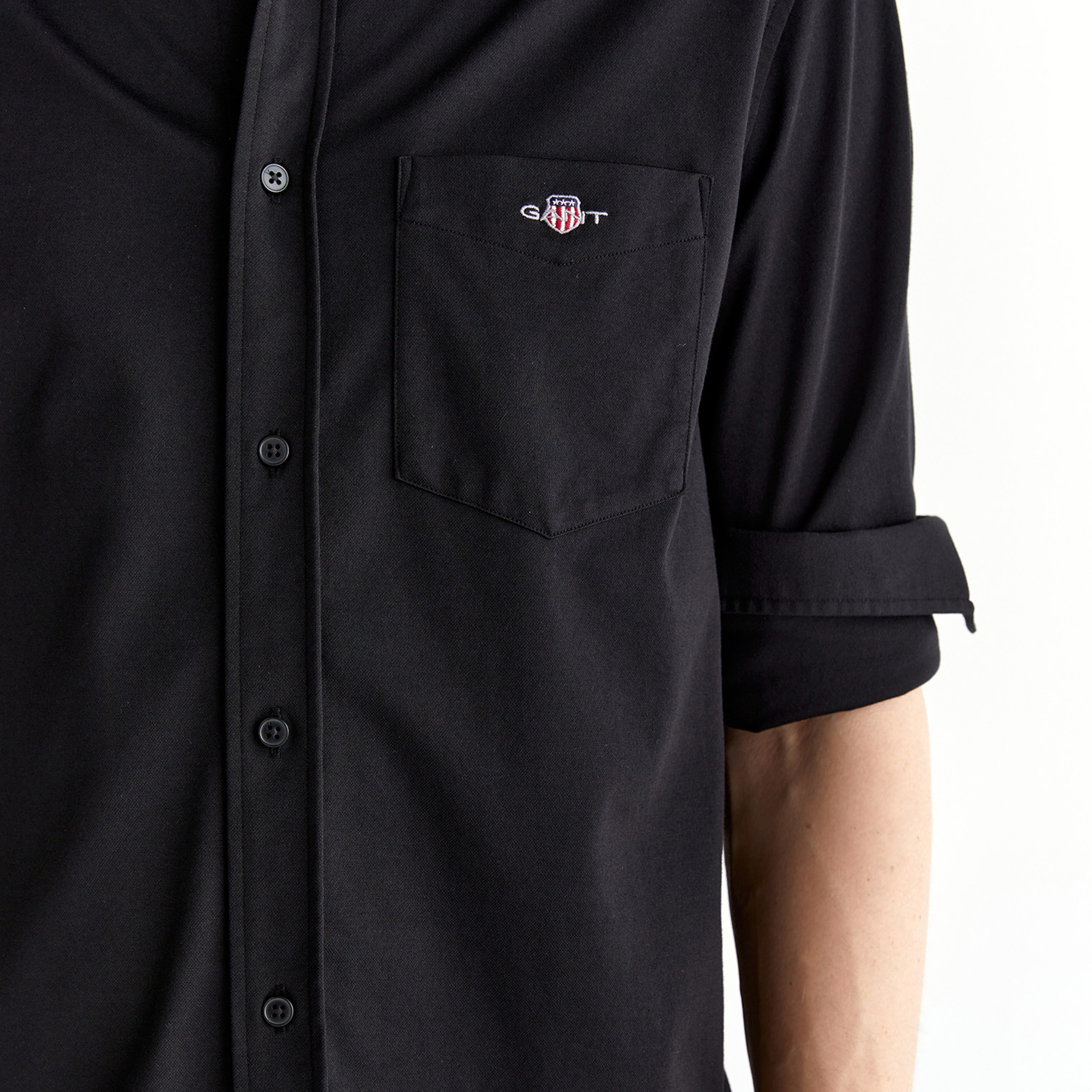 GANT Erkek Siyah Regular Fit Düğmeli Yaka Gömlek