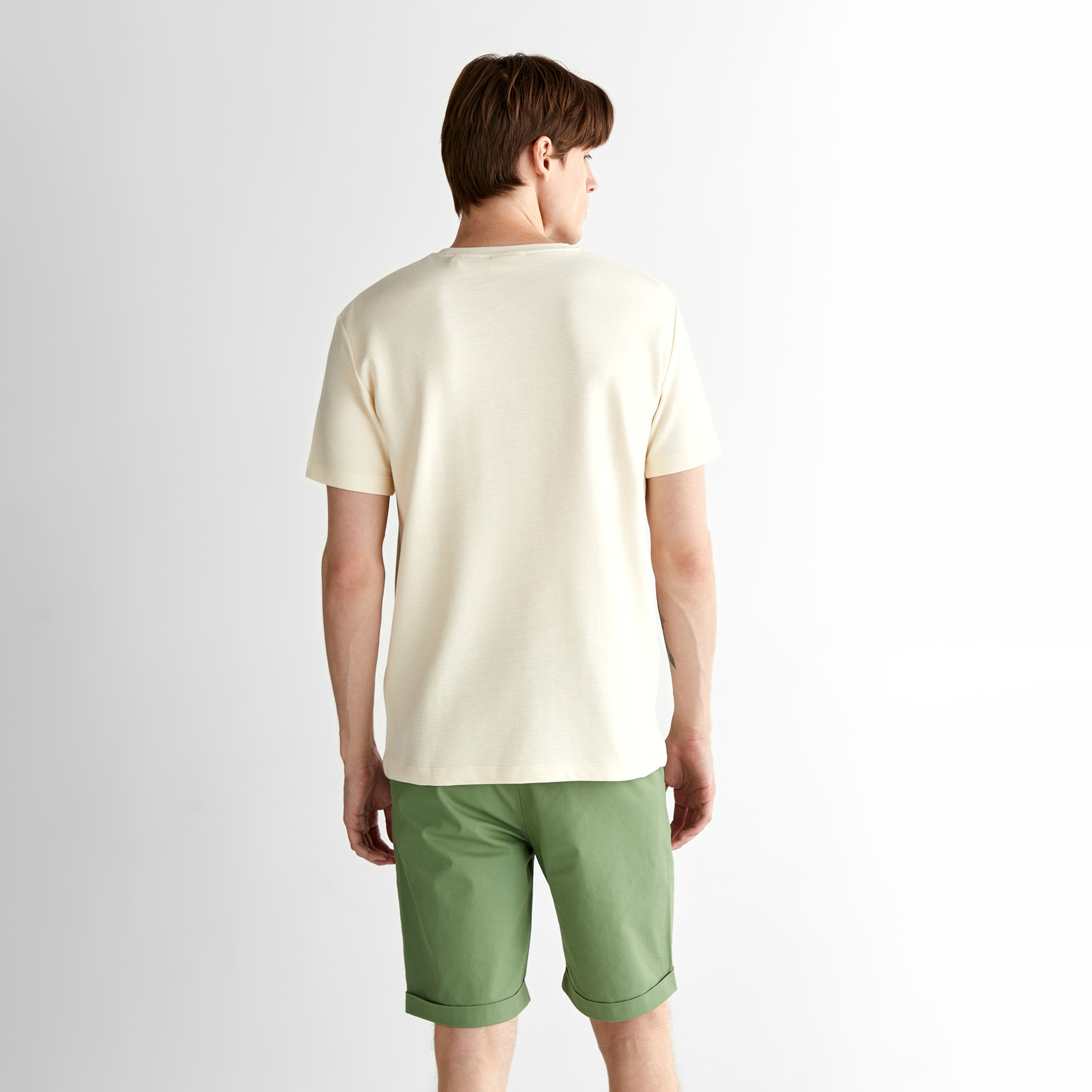 GANT Erkek Krem Bisiklet Yaka Regular Fit T-Shirt