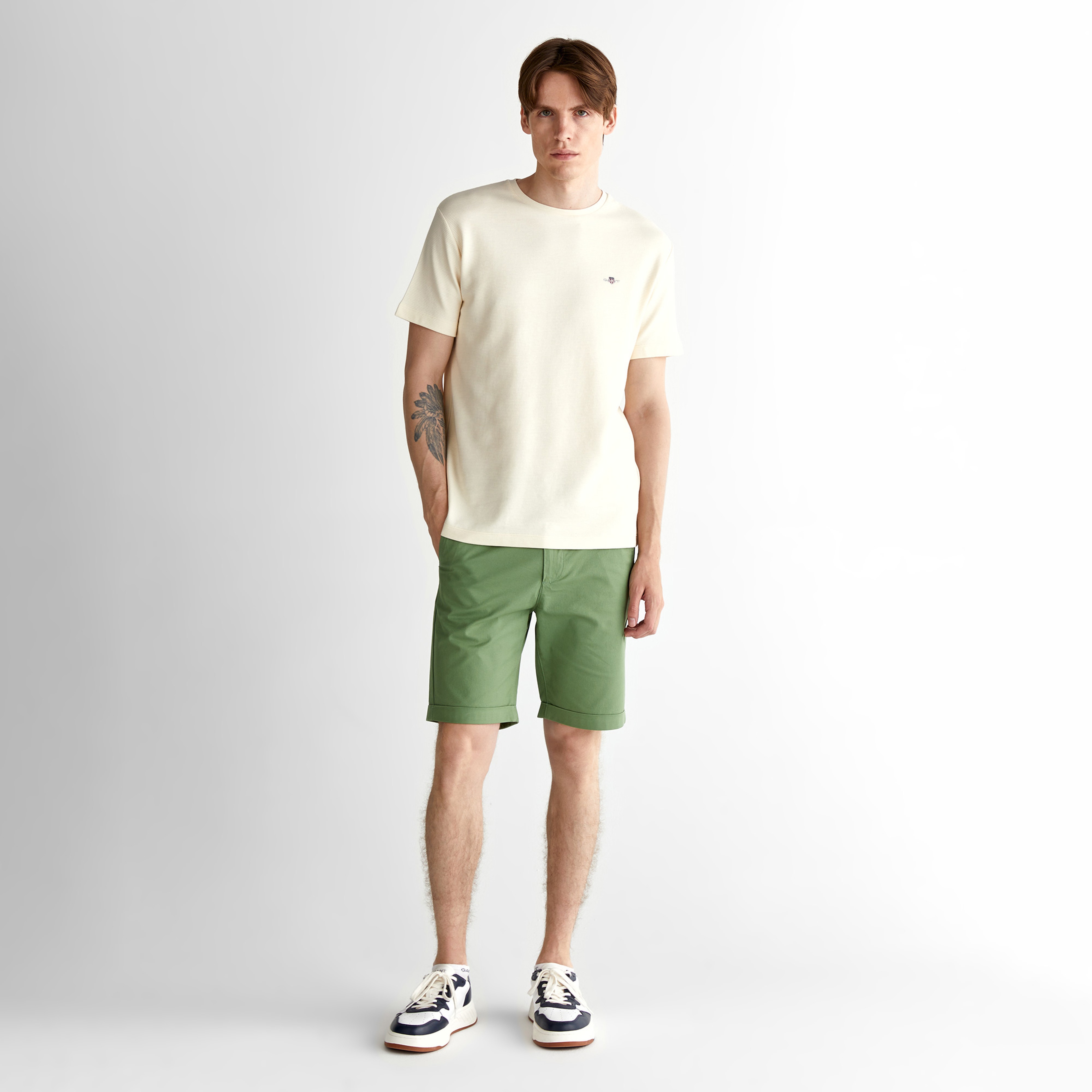 GANT Erkek Krem Bisiklet Yaka Regular Fit T-Shirt