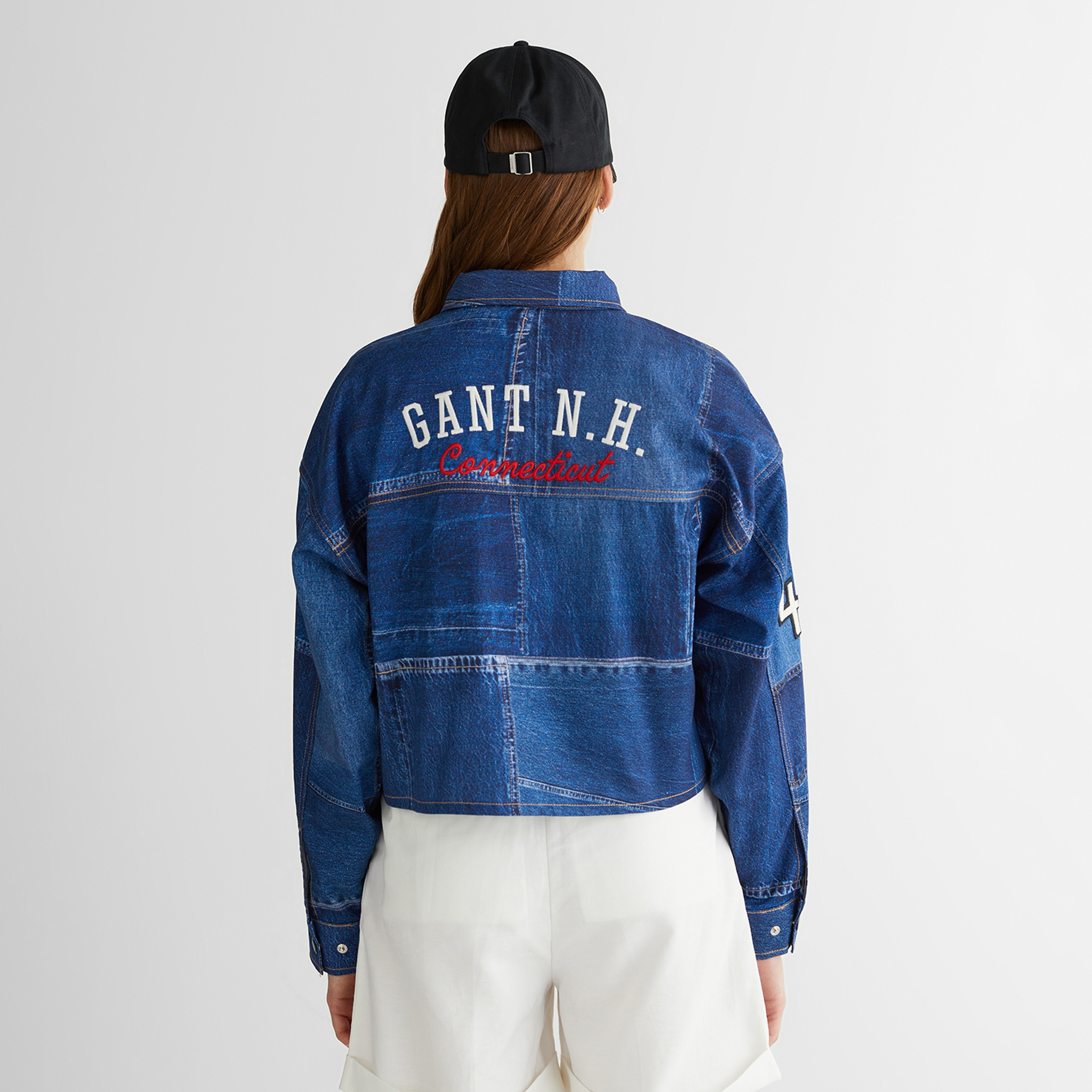 GANT Kadın Mavi Klasik Yaka Logolu Denim Ceket