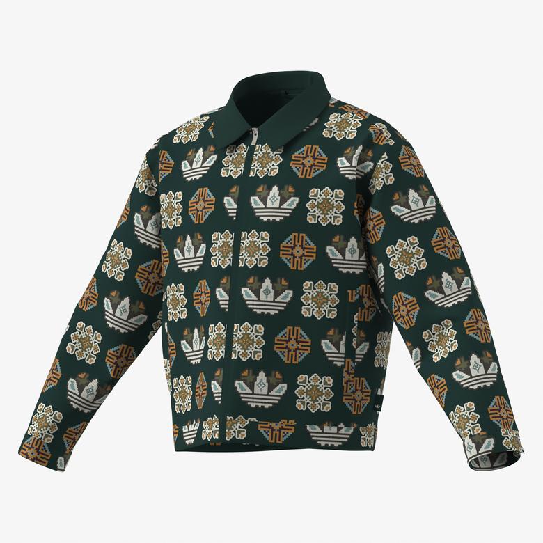 adidas Monogram Allover Print Loose Yeşil Ceket