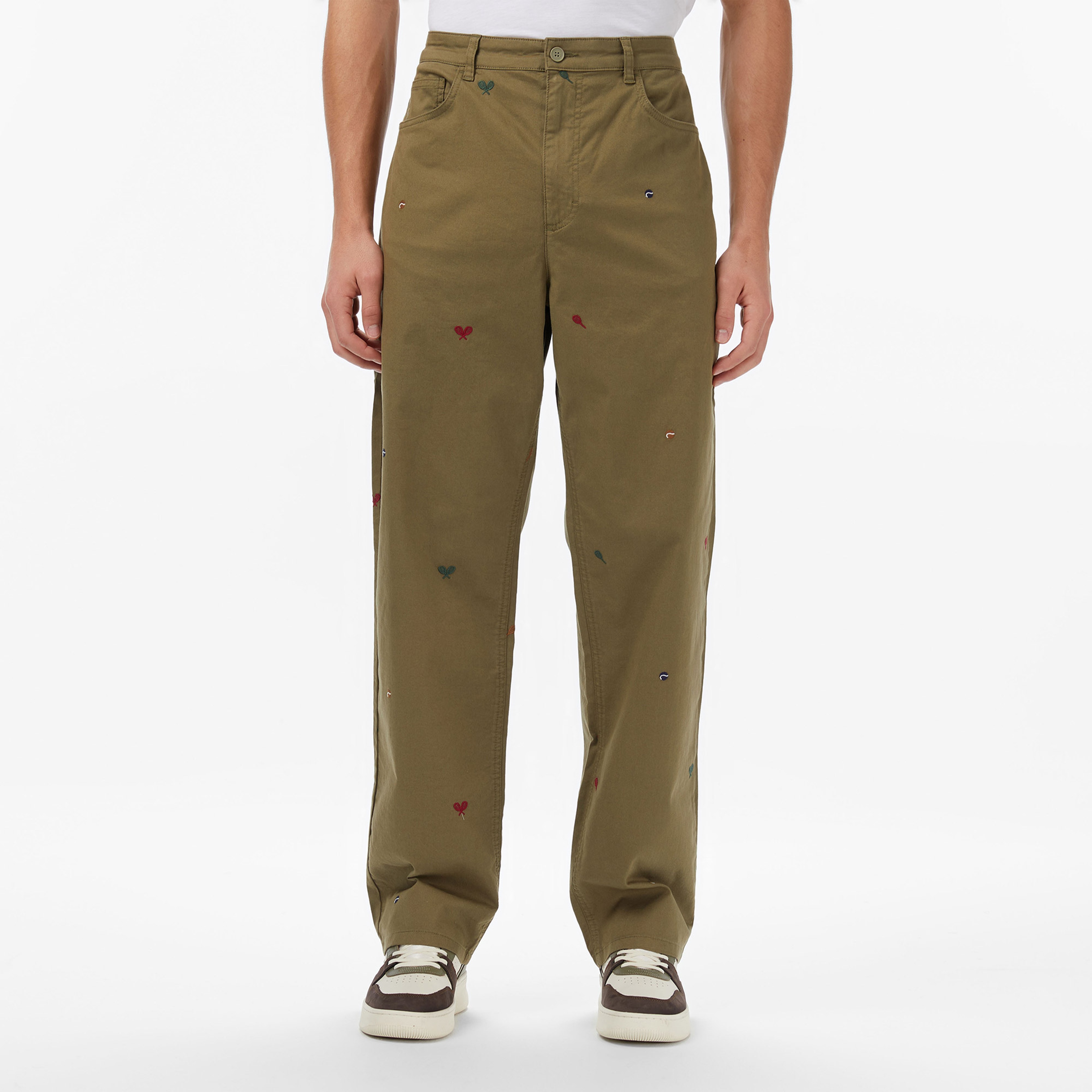 Erkek Relaxed Fit Desenli Haki Pantolon