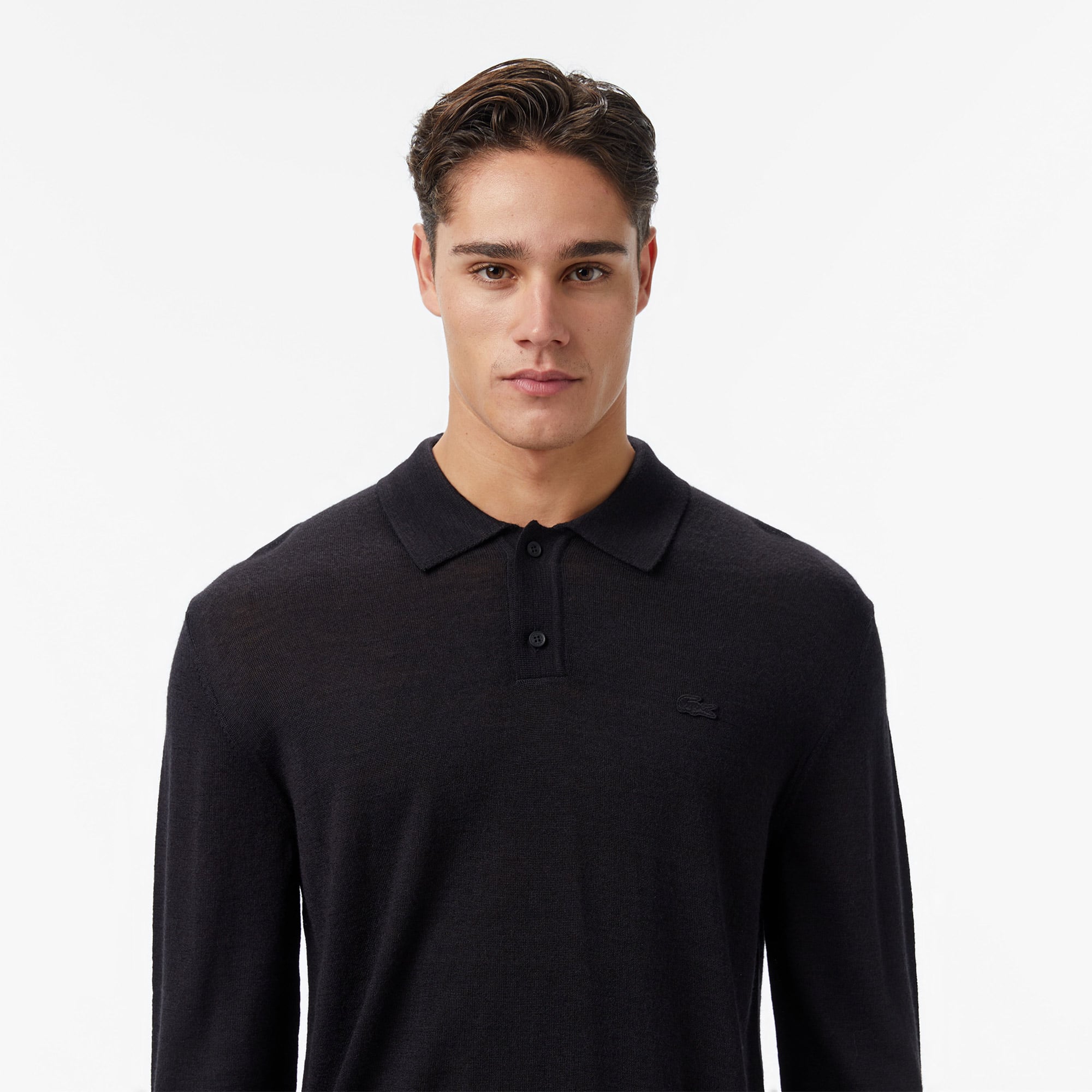 Erkek Classic Fit Polo Yaka Siyah Kazak