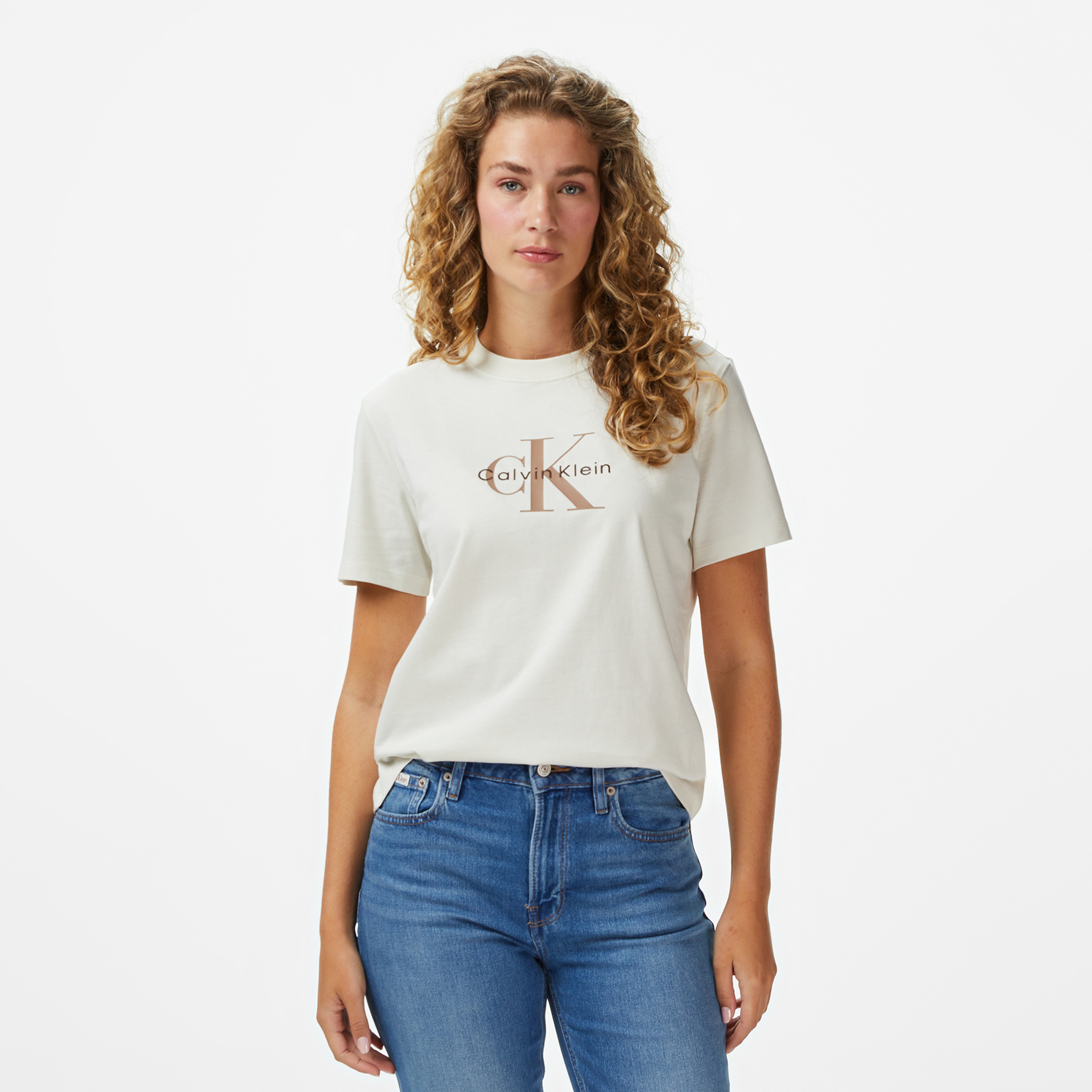 Calvin Klein Hr Ss Clssc Mnlg Cnc Kadın Renkli T-Shirt