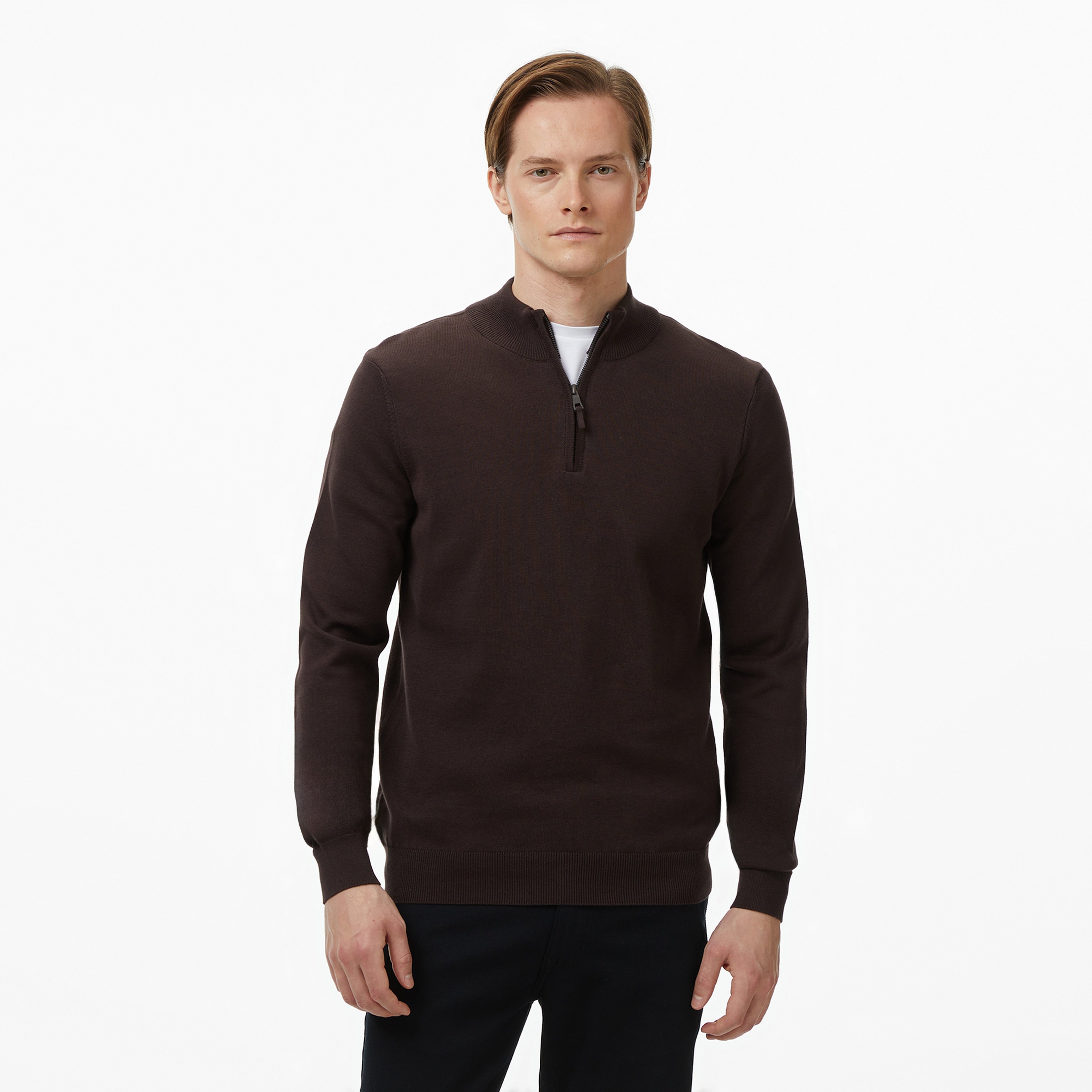 Nautica Erkek Kahverengi Classic Fit Kazak