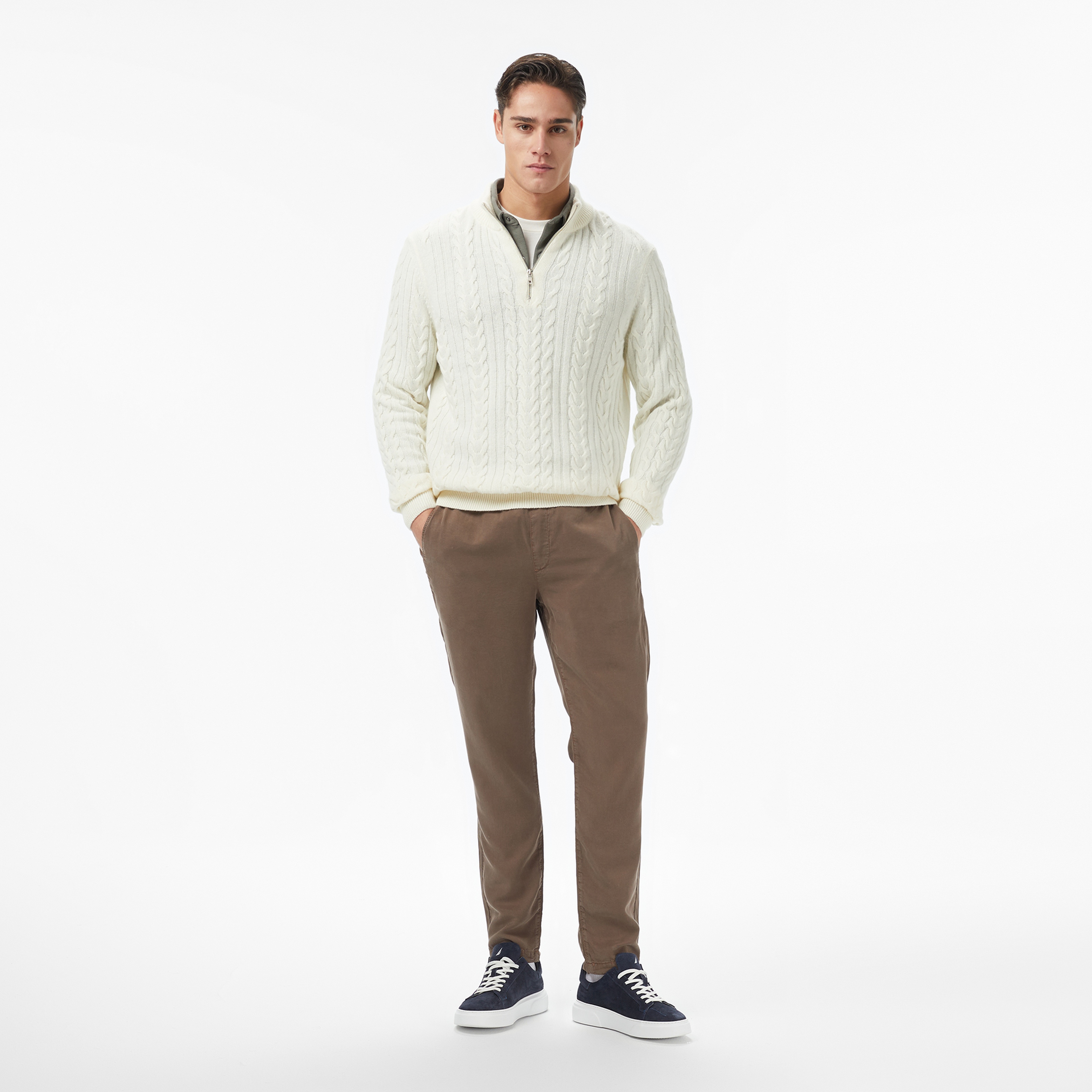 Nautica Erkek Krem Classic Fit Kazak