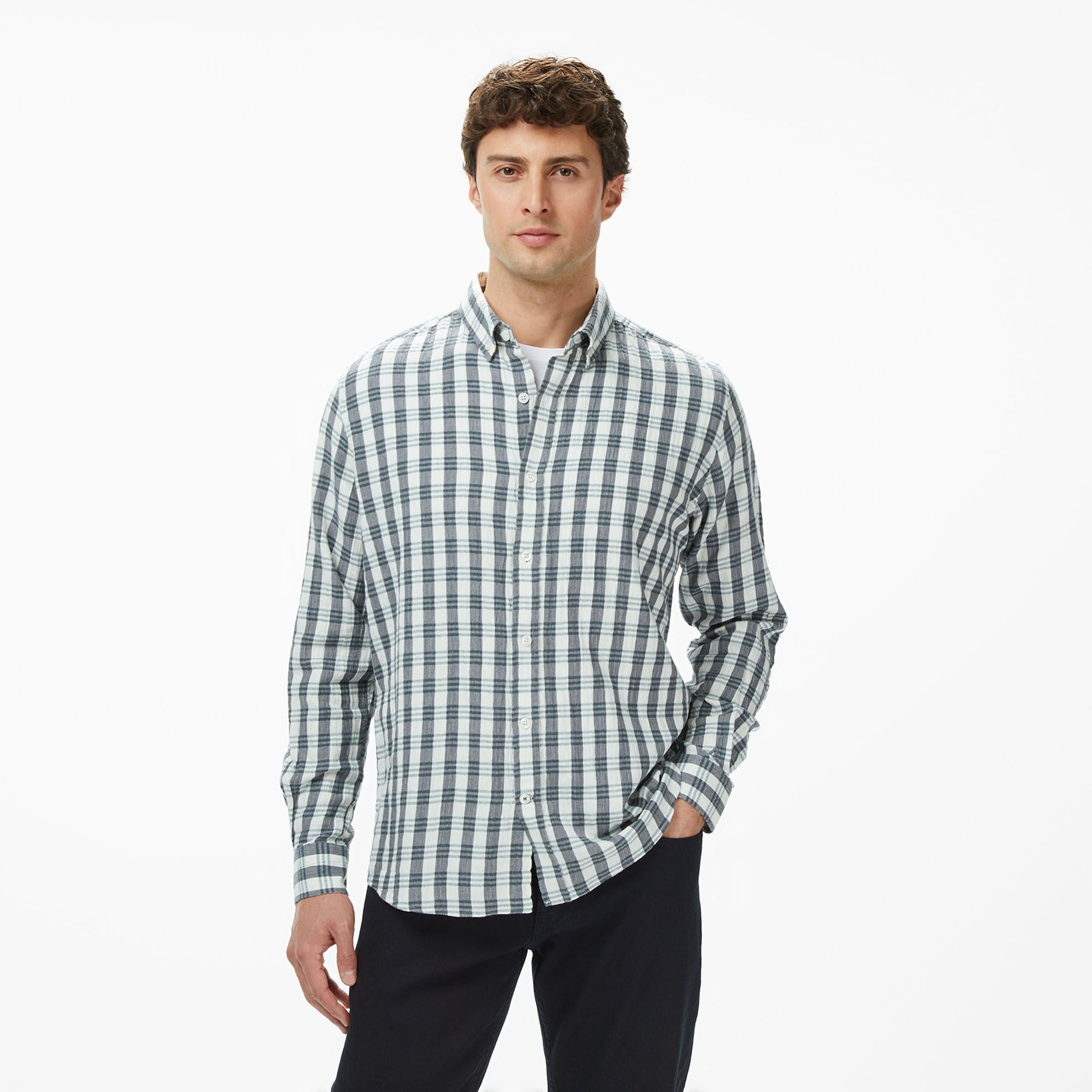 Nautica Erkek Yeşil Kareli Classic Fit Gömlek