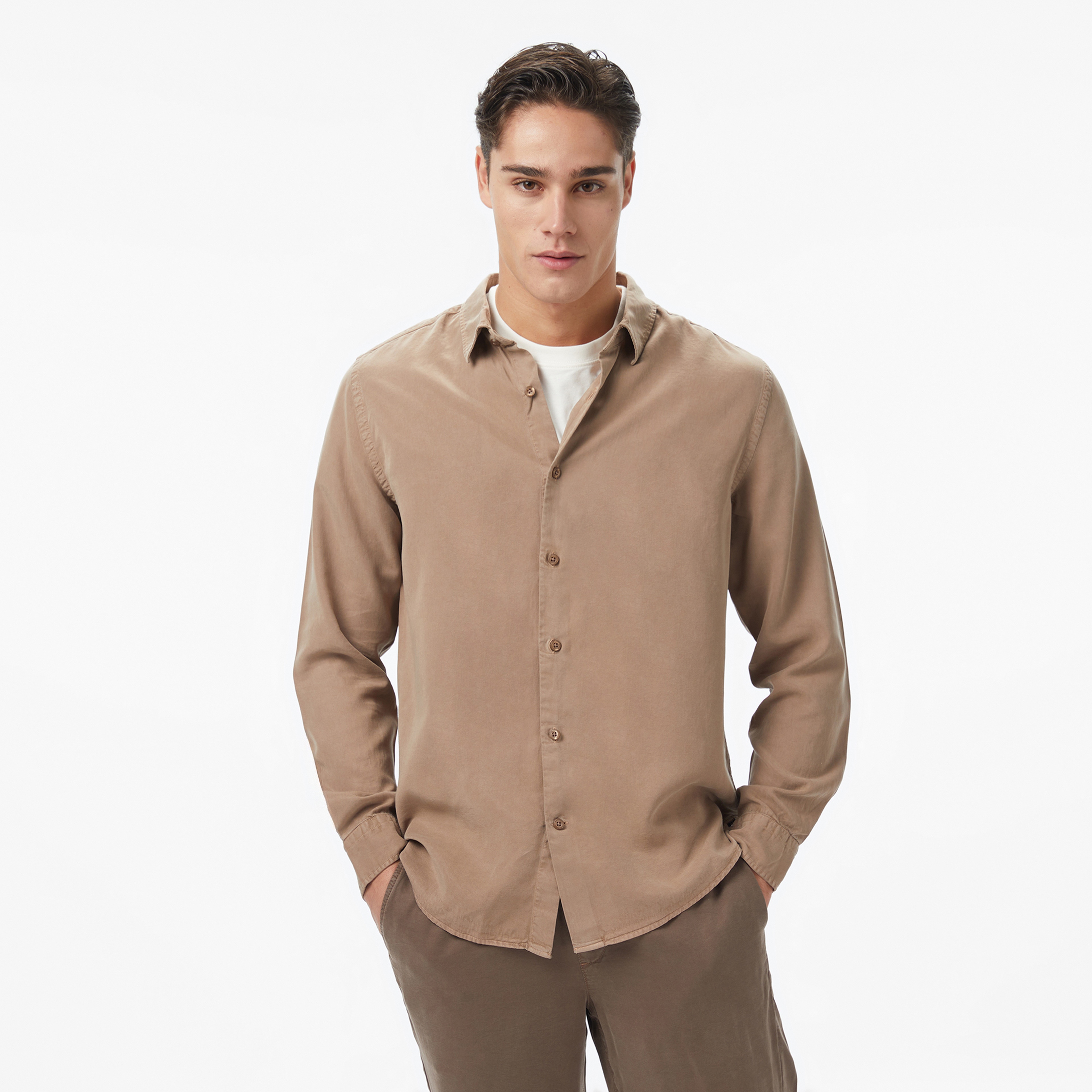 Nautica Erkek Bej Classic Fit Gömlek