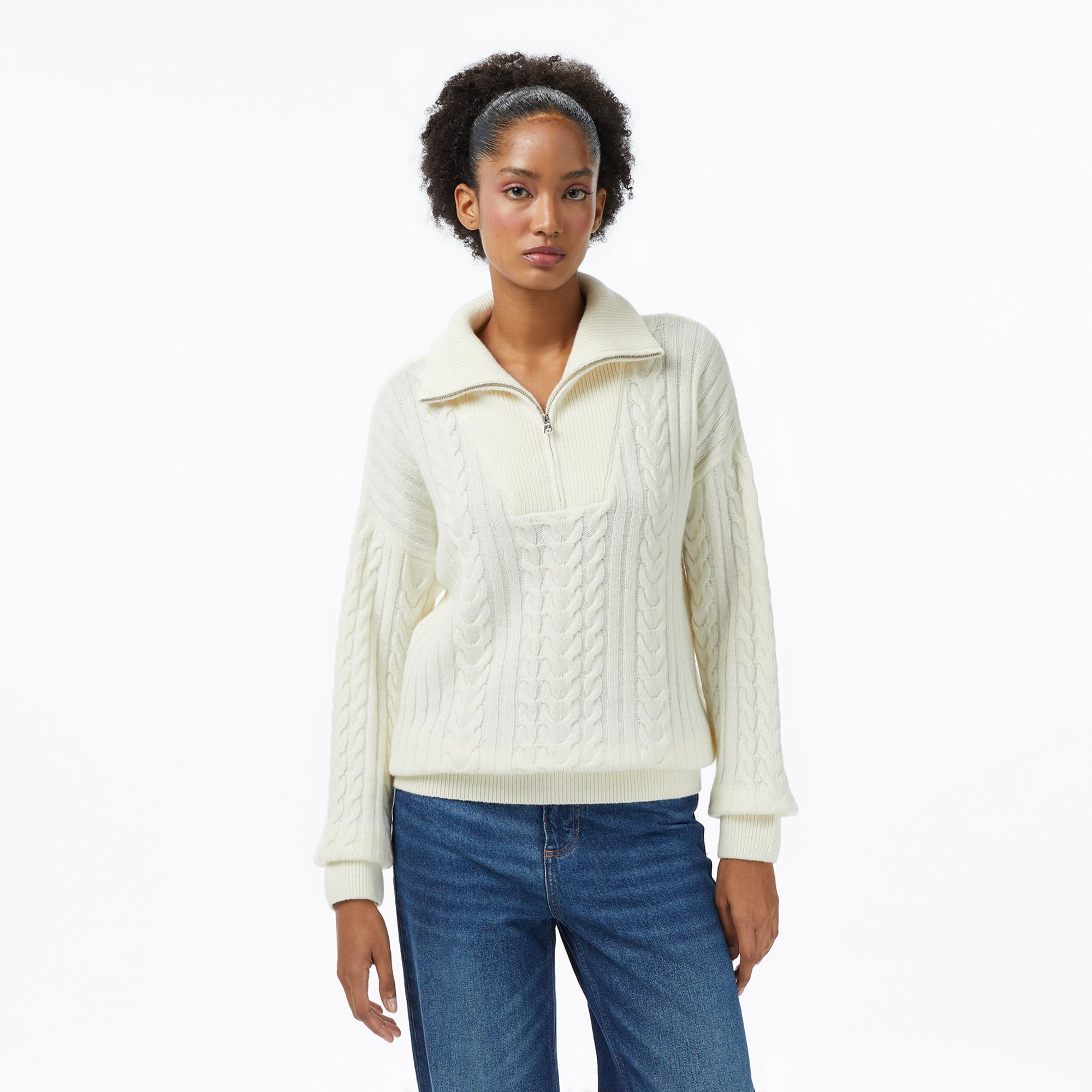 Nautica Kadın Krem Regular Fit Kazak