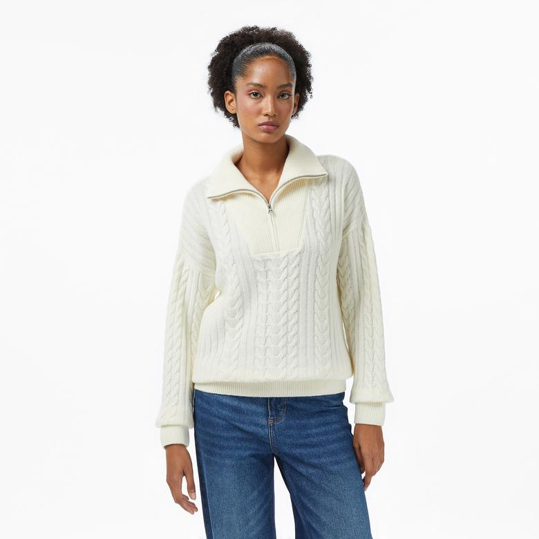 Nautica Kadın Krem Regular Fit Kazak