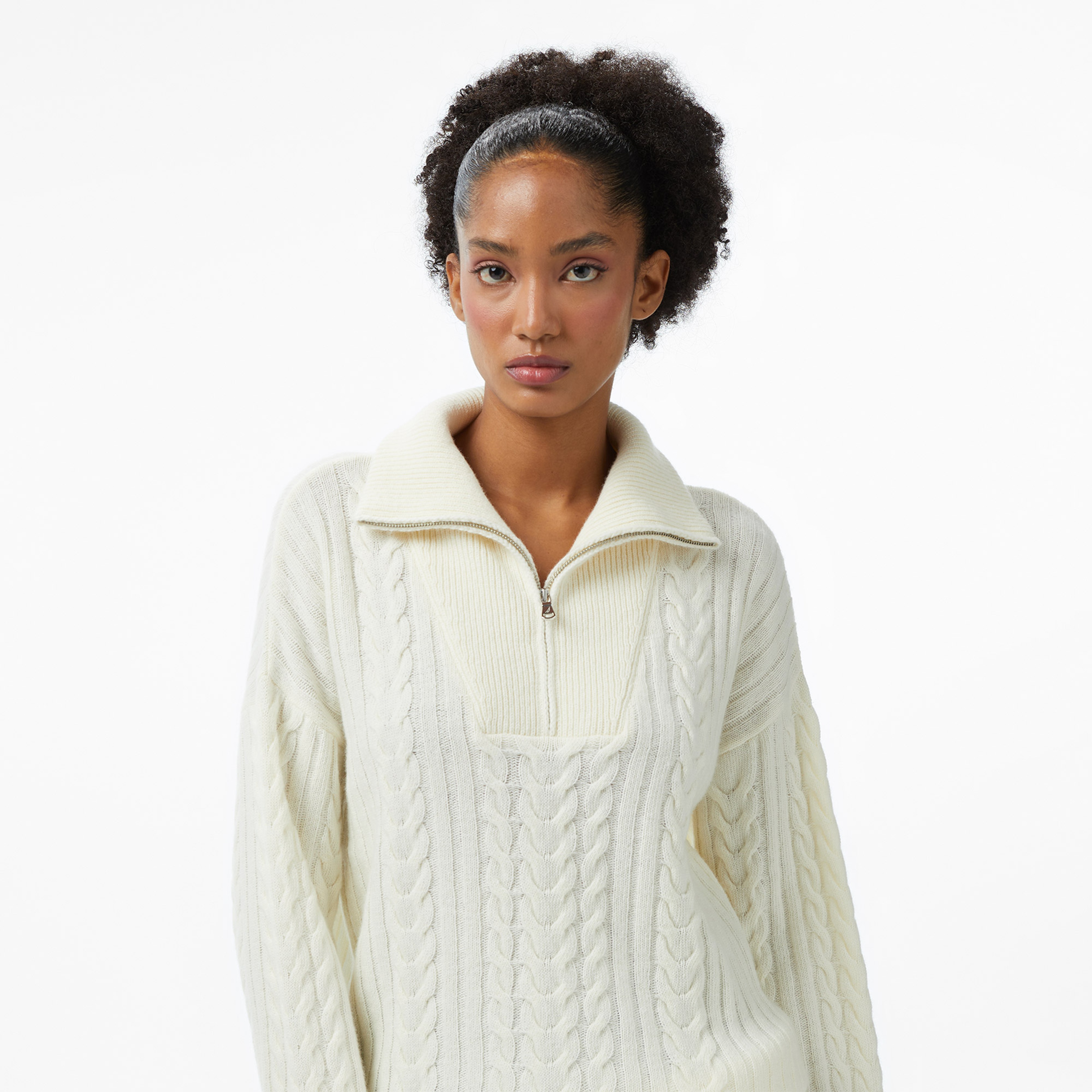 Nautica Kadın Krem Regular Fit Kazak