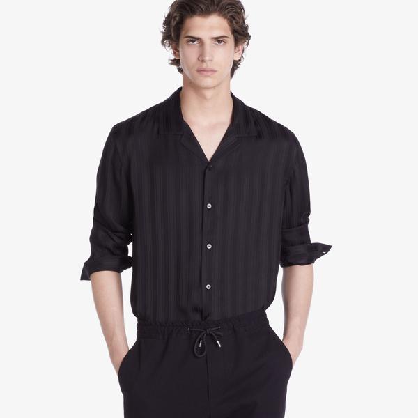 ERKEK COMFORT FIT ÇİZGİLİ SİYAH GÖMLEK