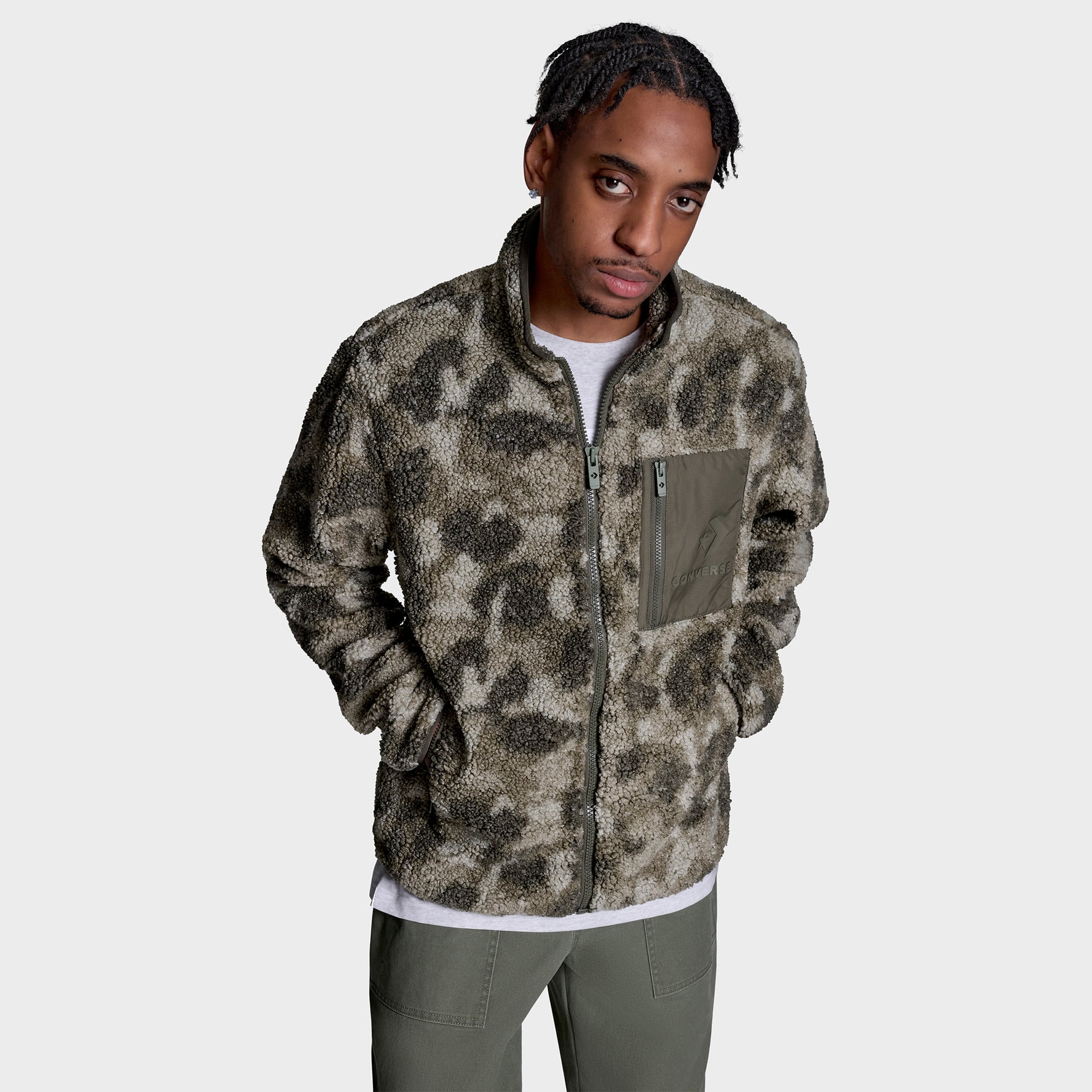 Converse Contrast Sherpa Erkek Haki Ceket