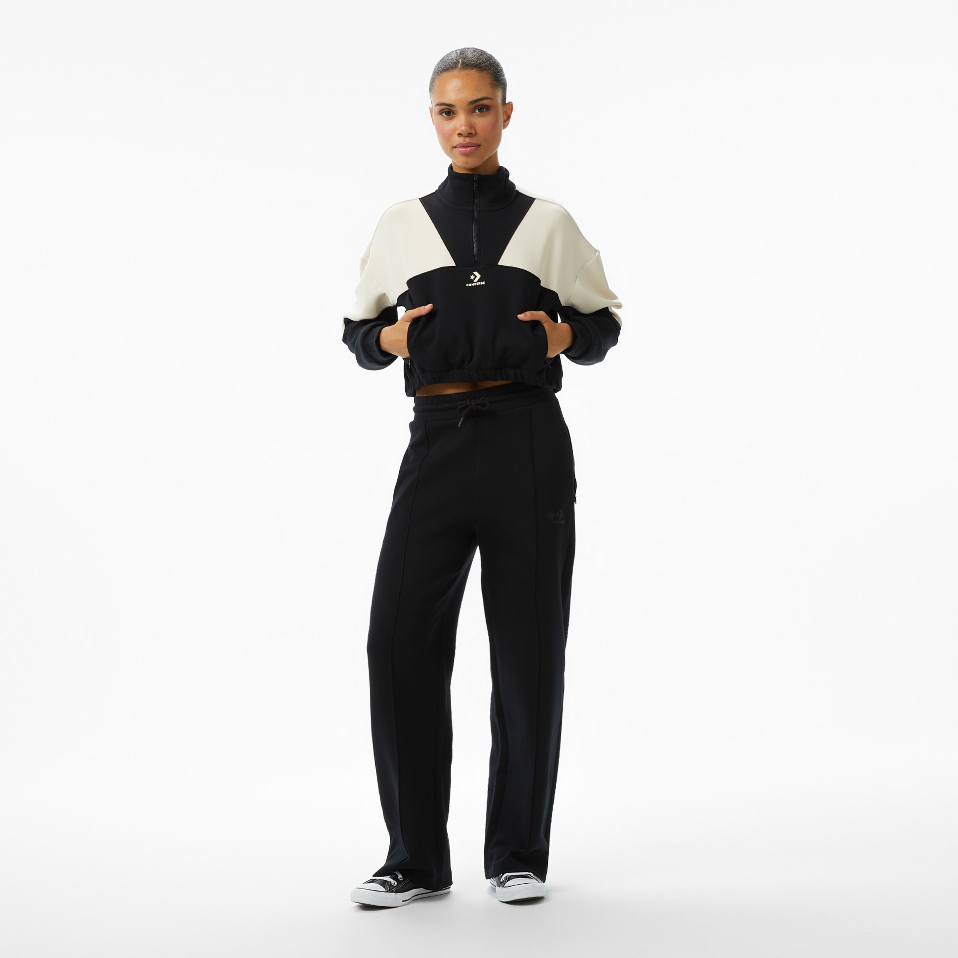 Converse Crop Kadın Siyah Sweatshirt