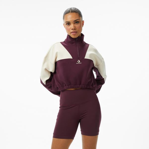 Converse Crop Kadın Bordo Sweatshirt