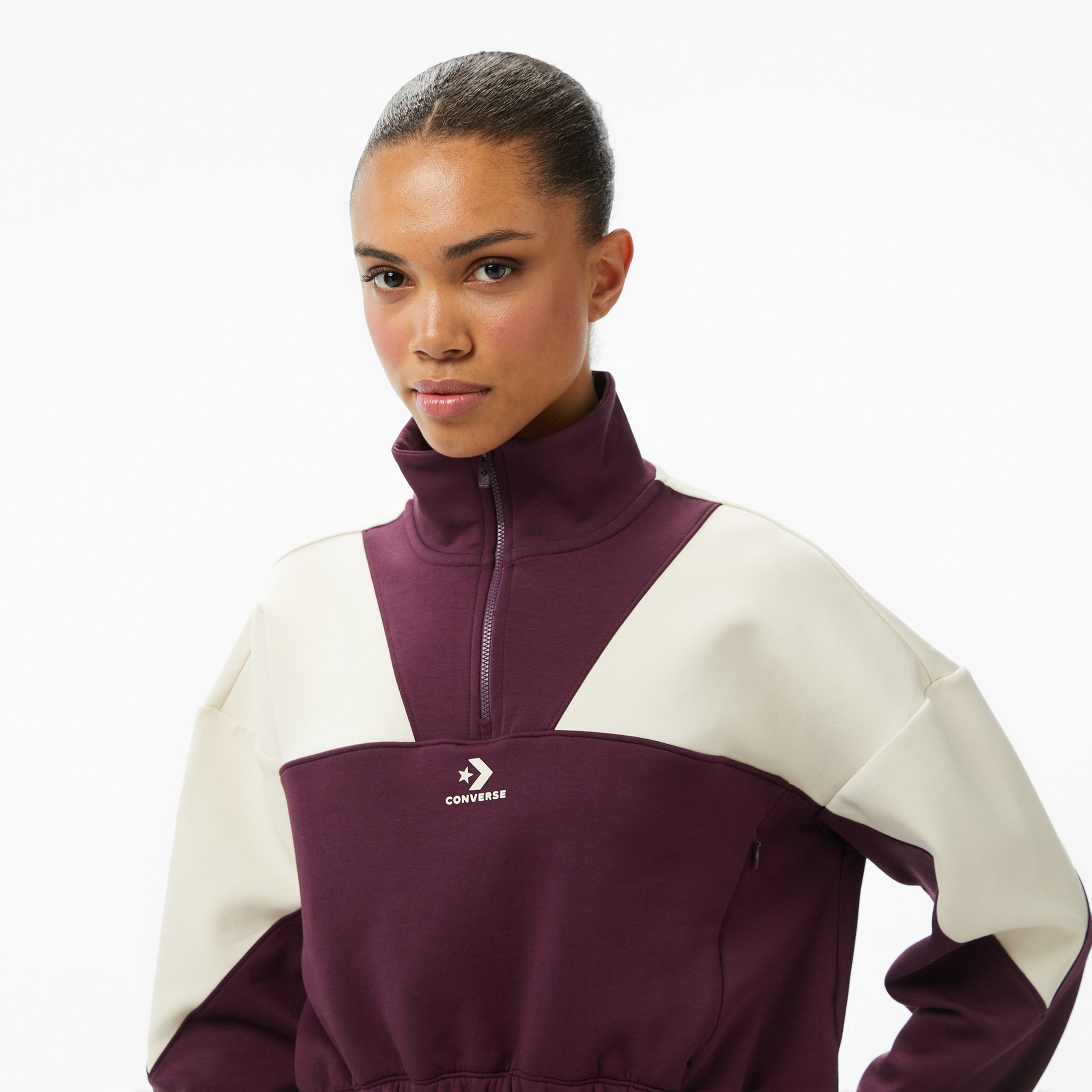 Converse Crop Kadın Bordo Sweatshirt