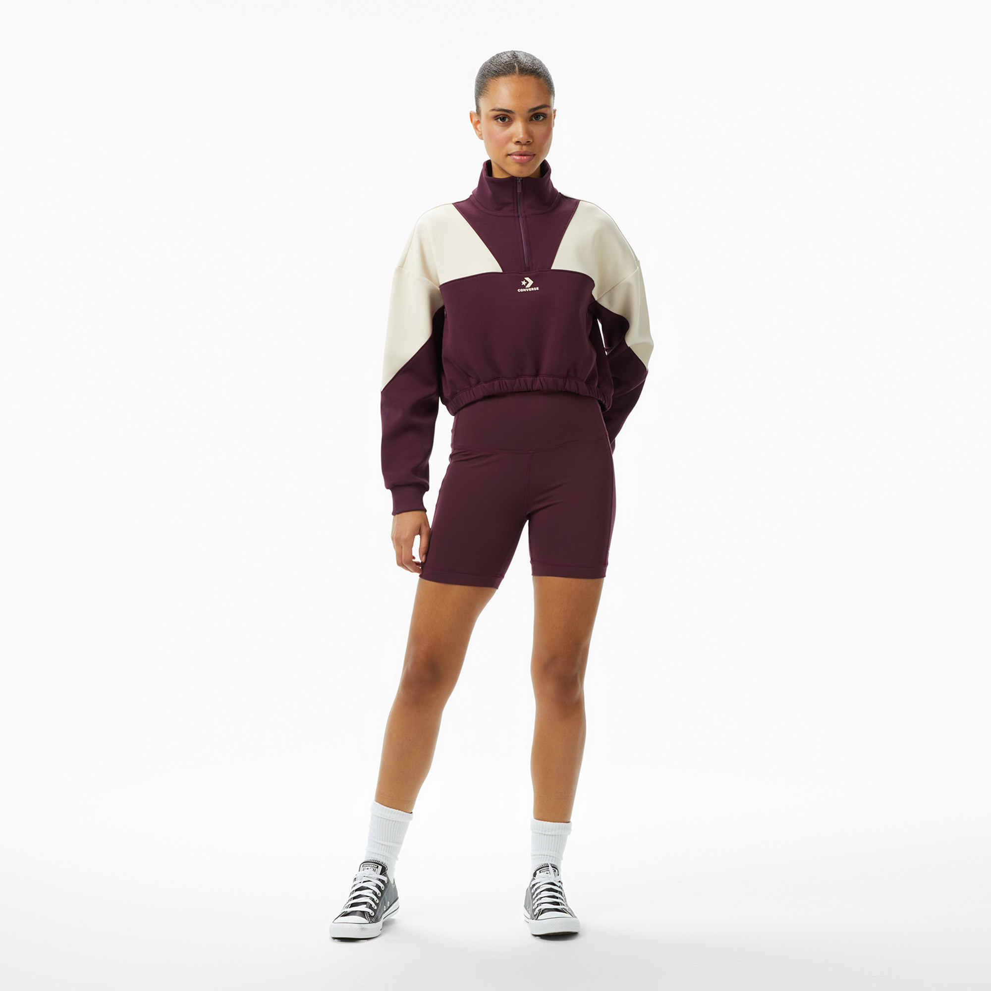 Converse Crop Kadın Bordo Sweatshirt