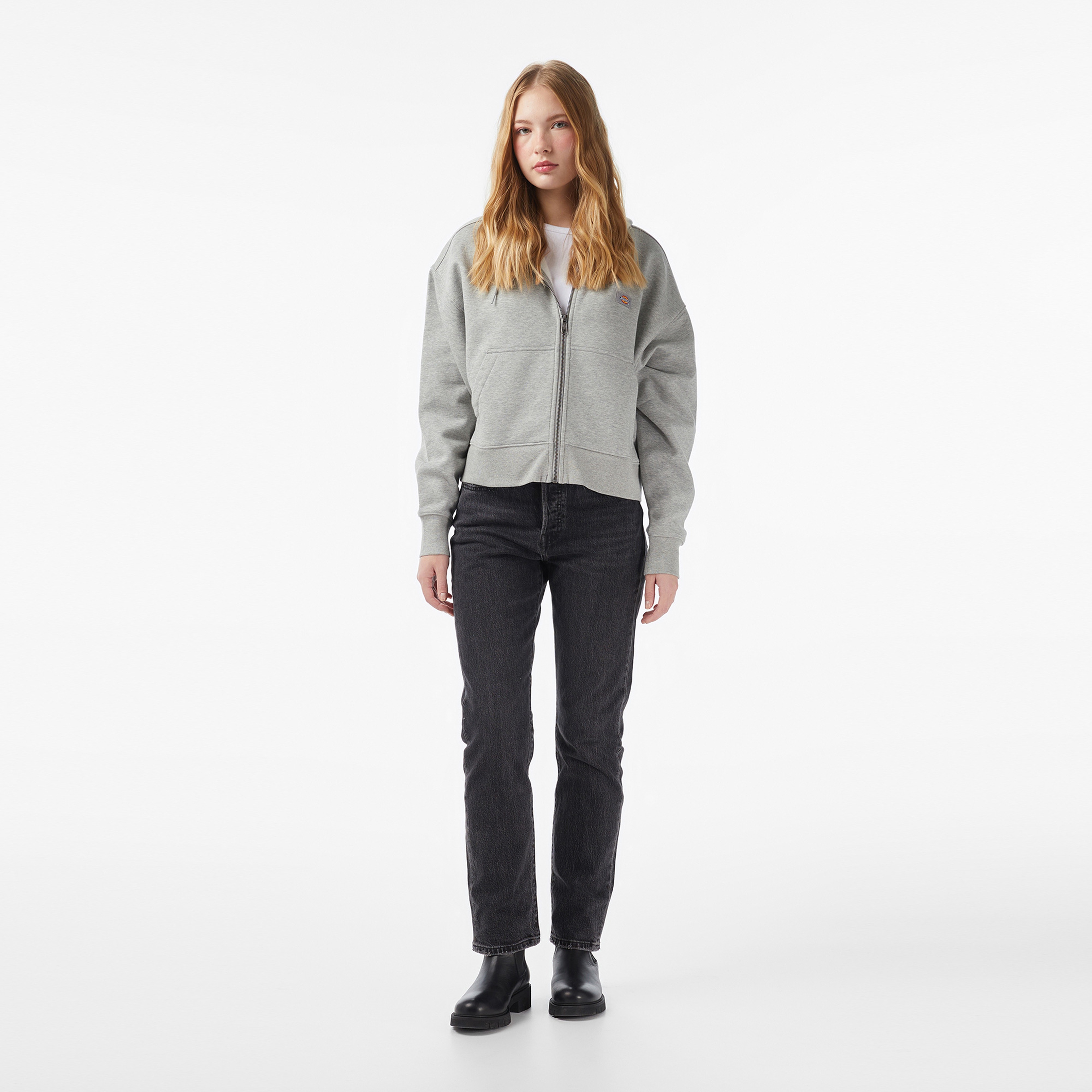 Dickies Oakport Full Zip Kadın Gri Sweatshirt