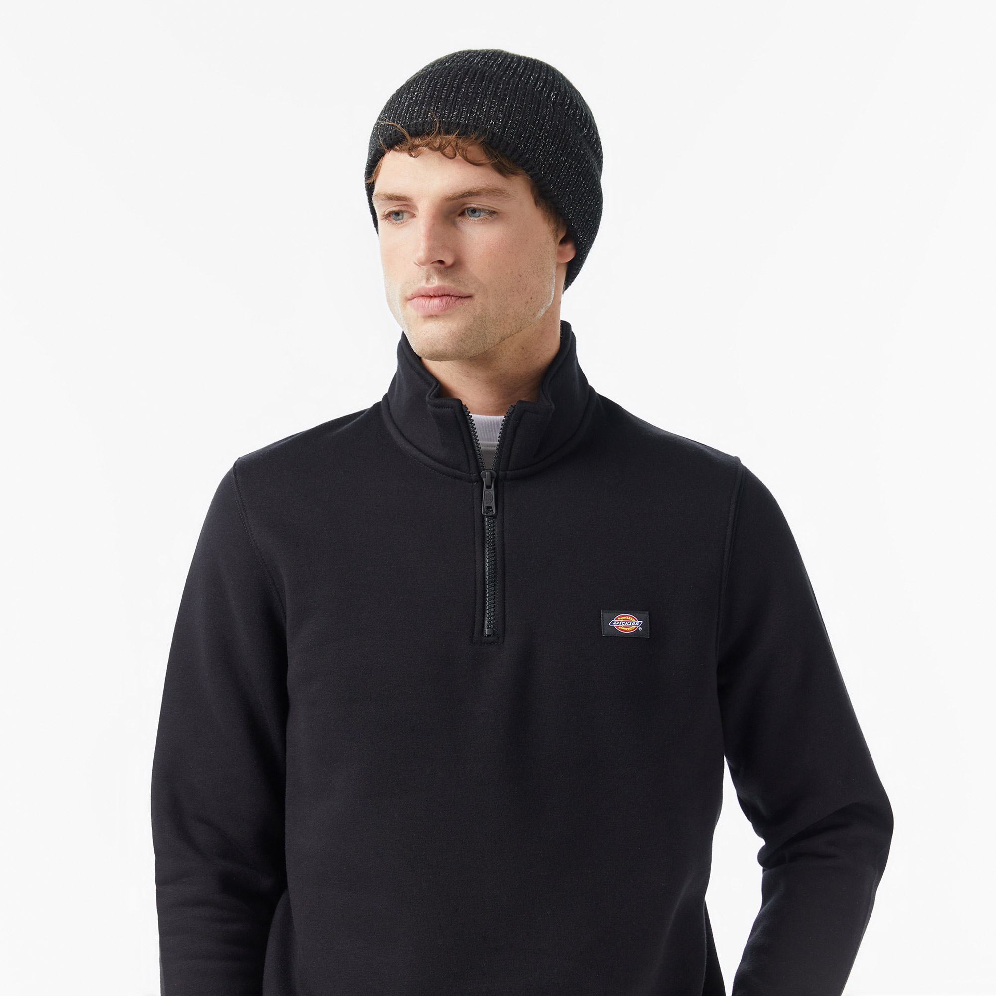 Dickies Oakport 1/4 Zip Crew Erkek Siyah Sweatshirt