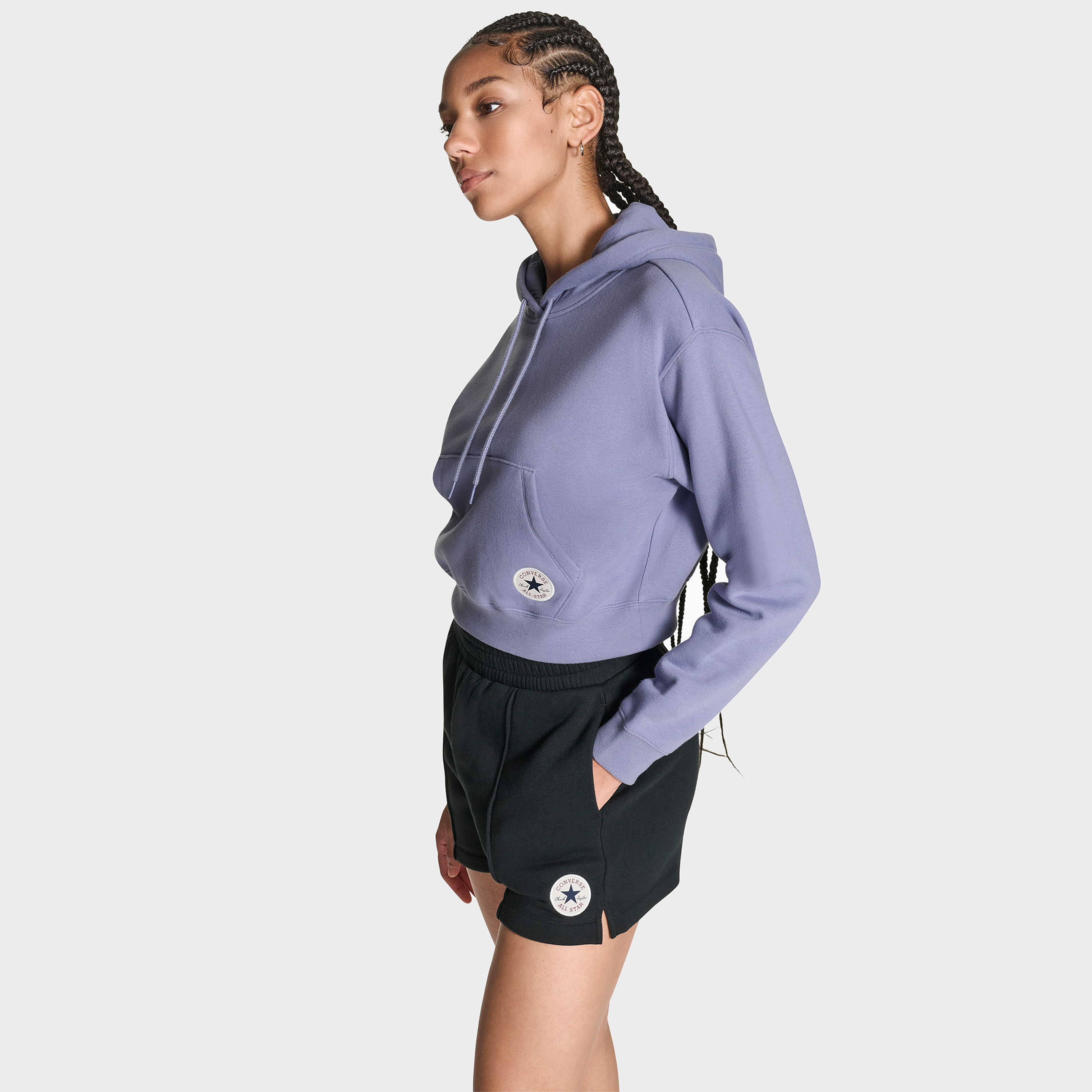 Converse Chuck Cropped Kadın Mor Swetshirt