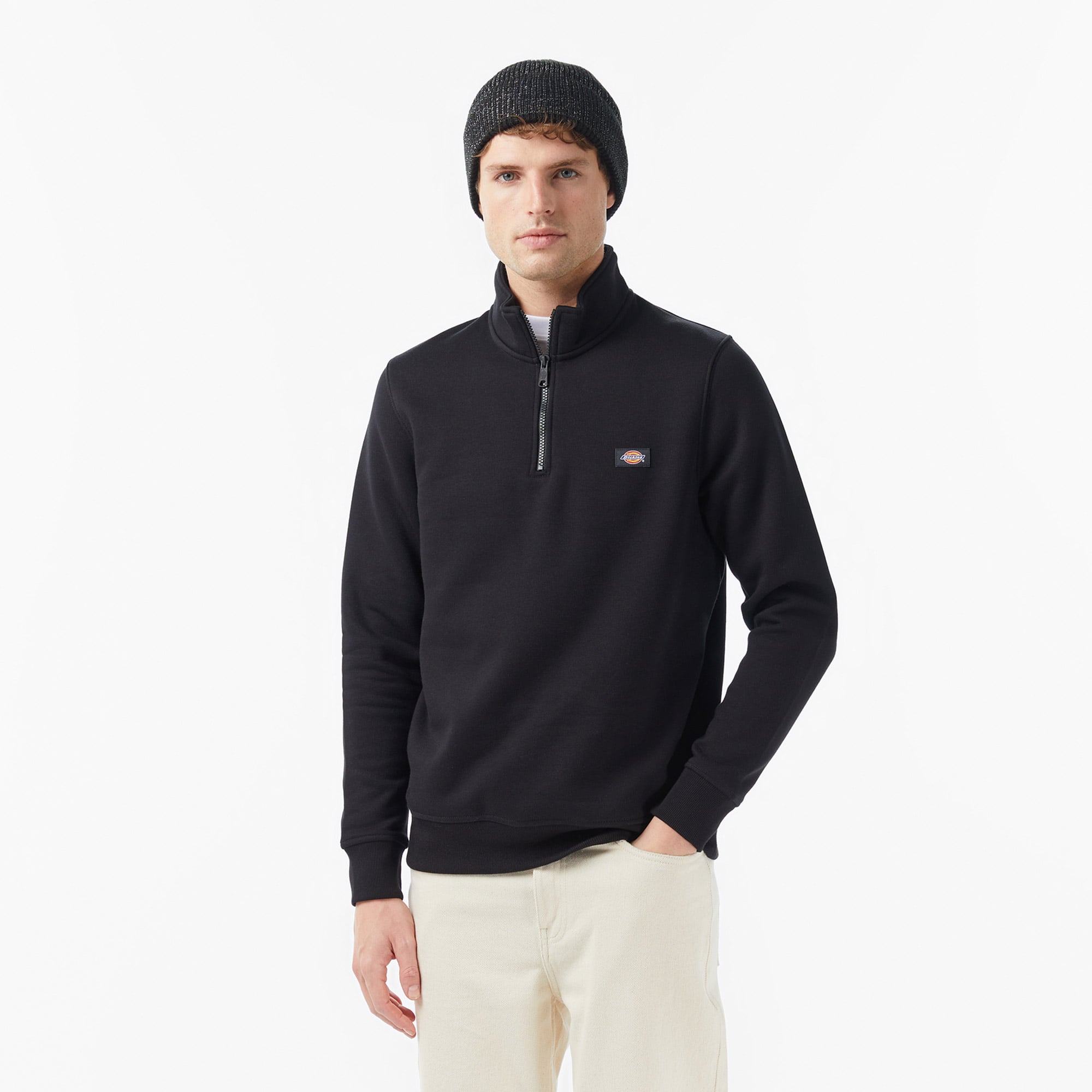 Dickies Oakport 1/4 Zip Crew Erkek Siyah Sweatshirt