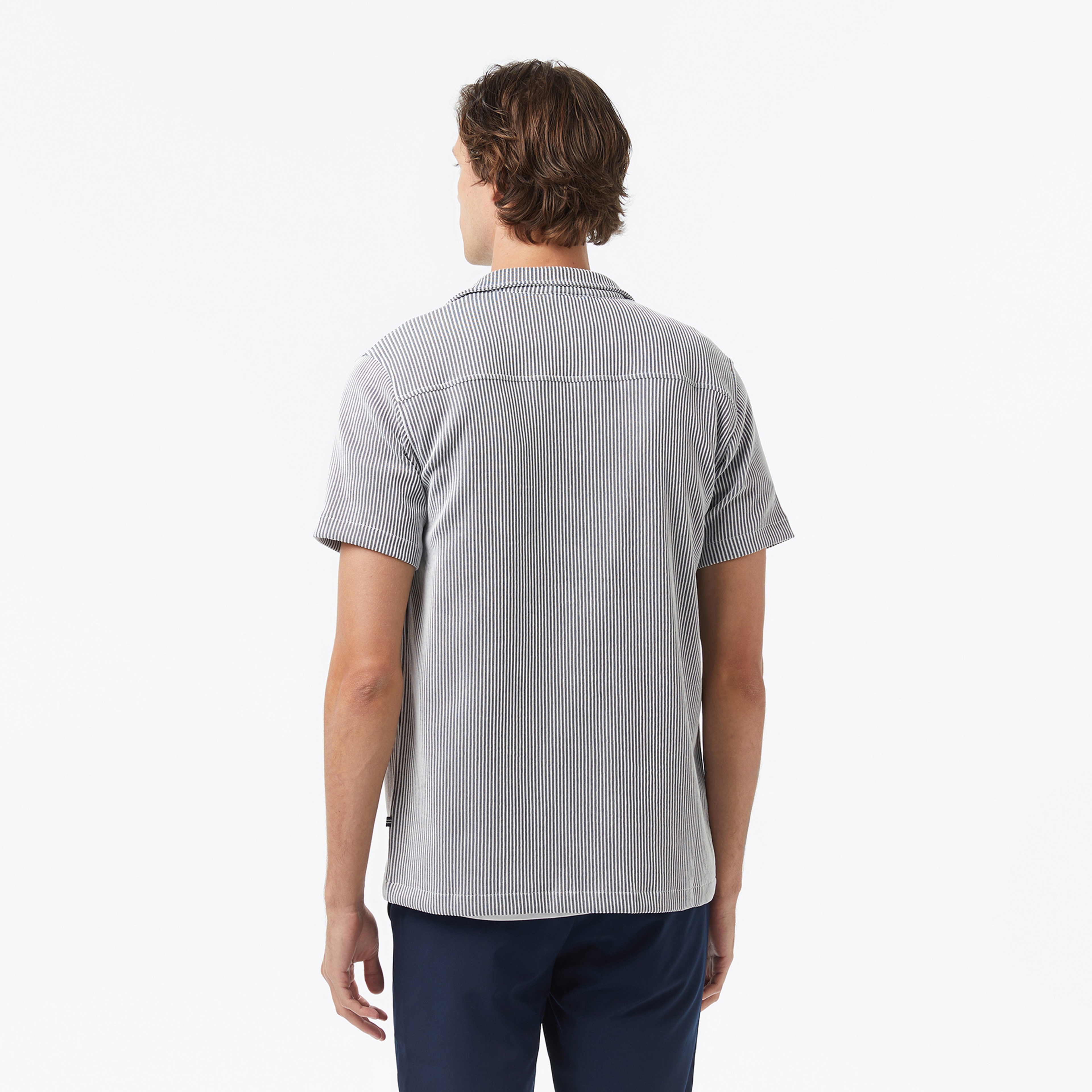 Nautica Erkek Lacivert Kısa Kollu Çizgili Gömlek