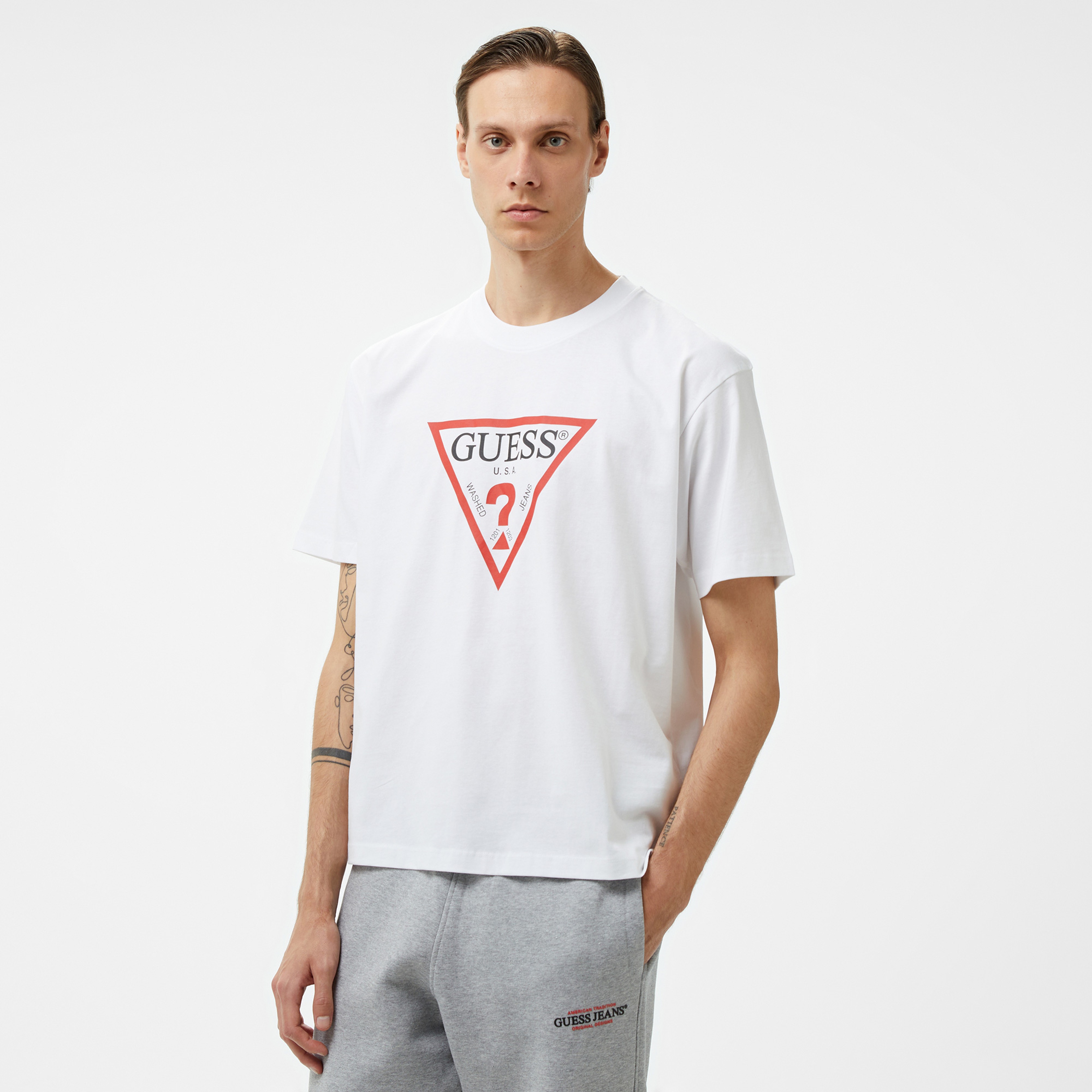 Guess Erkek Beyaz T-Shirt