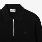 Erkek Classic Fit Yarım Fermuarlı Siyah Kazak
