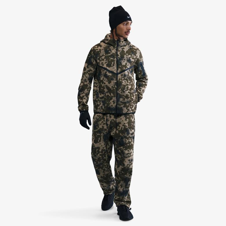 Nike Tech Fleece Kamuflaj Desenli Windrunner Erkek Kahverengi Ceket