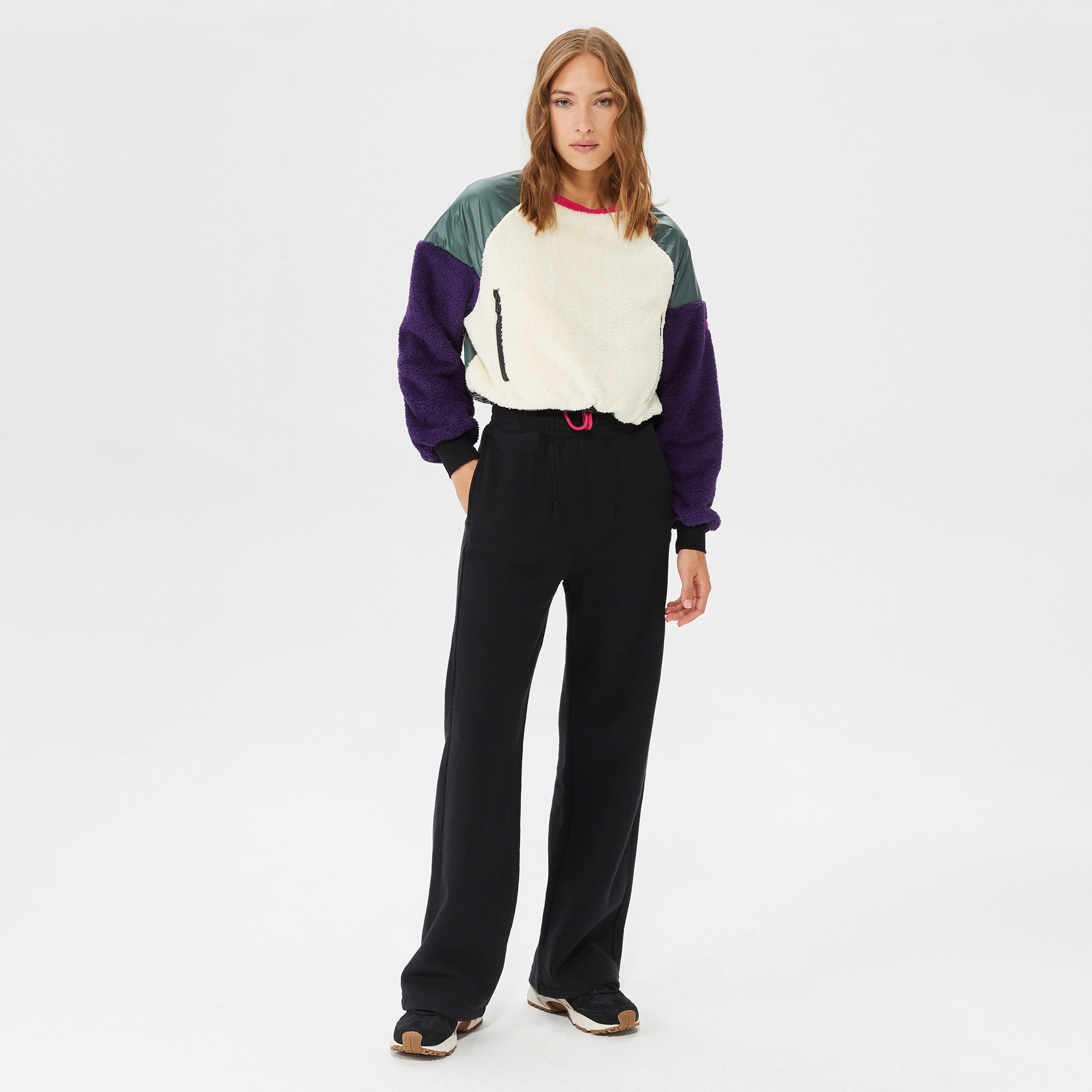 Skechers Capsule Coll Mix Fabric Kadın Krem Sweatshirt